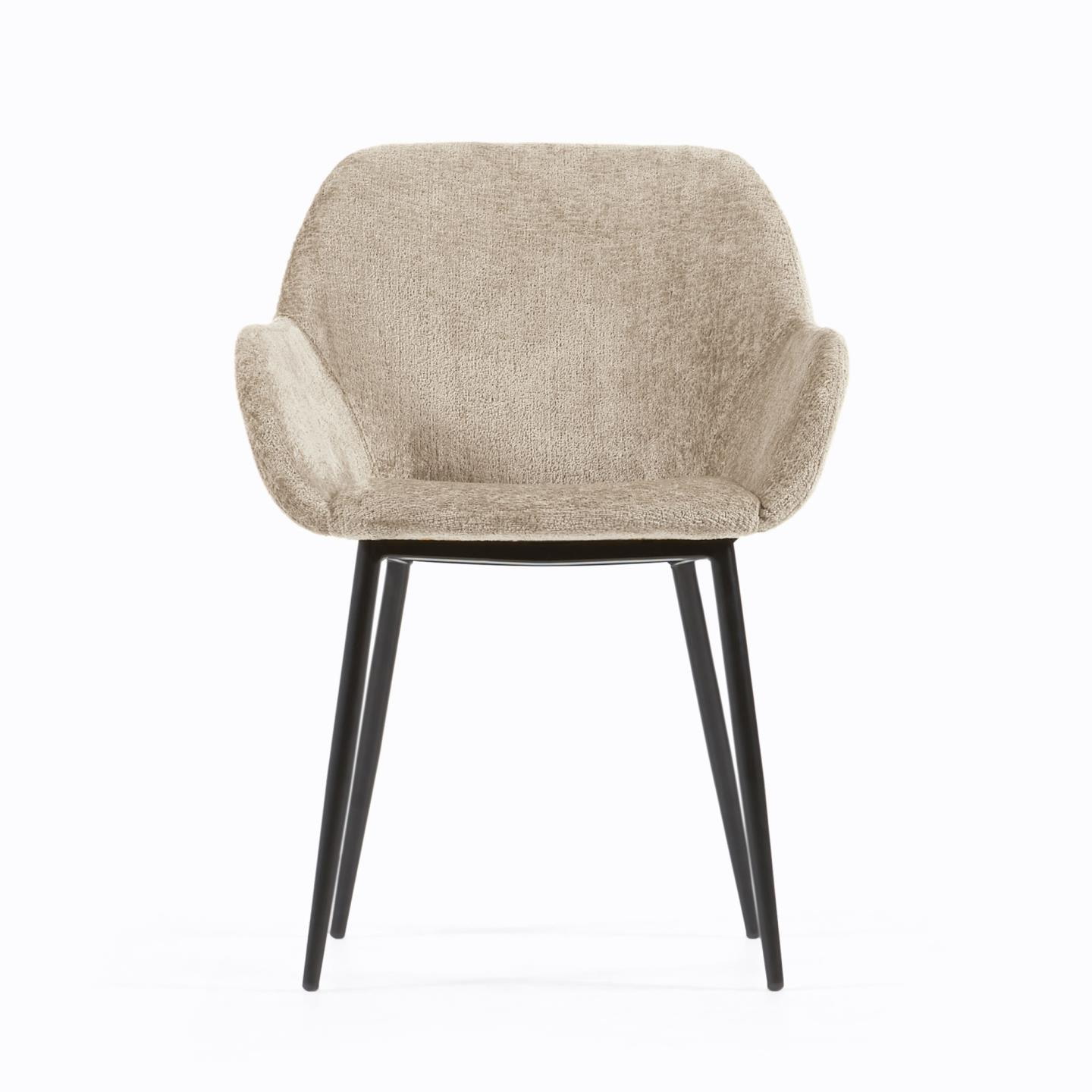 Kave Home Eetkamerstoel 'Konna' Chenille, kleur Beige
