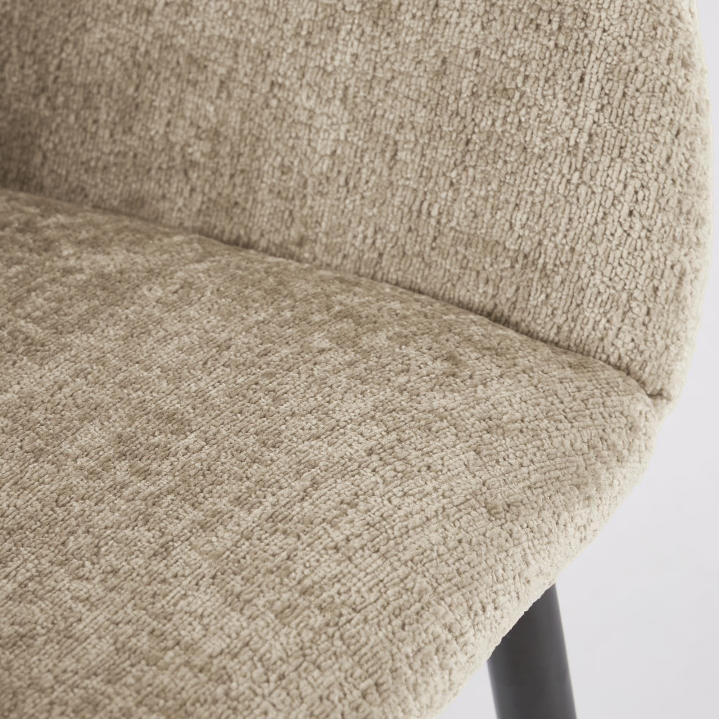 Kave Home Eetkamerstoel 'Konna' Chenille, kleur Beige