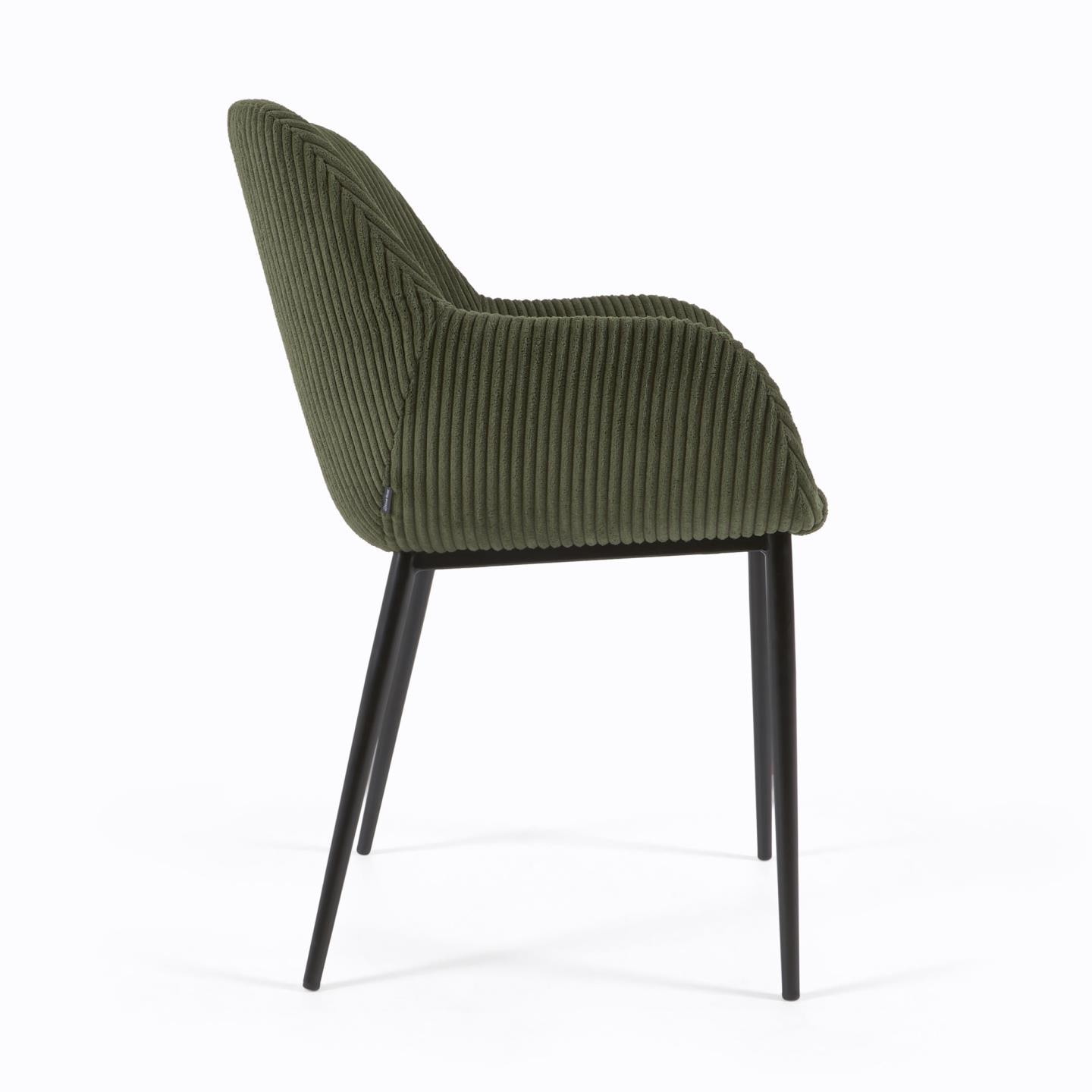 Kave Home Eetkamerstoel 'Konna' Rib, kleur Donkergroen