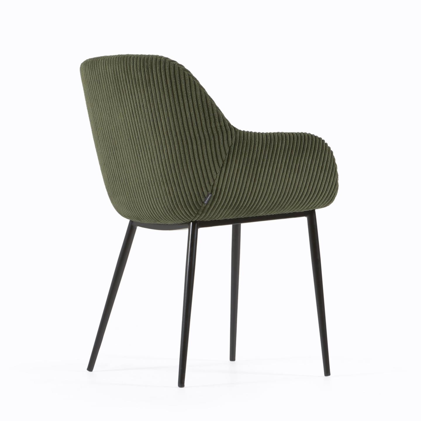 Kave Home Eetkamerstoel 'Konna' Rib, kleur Donkergroen