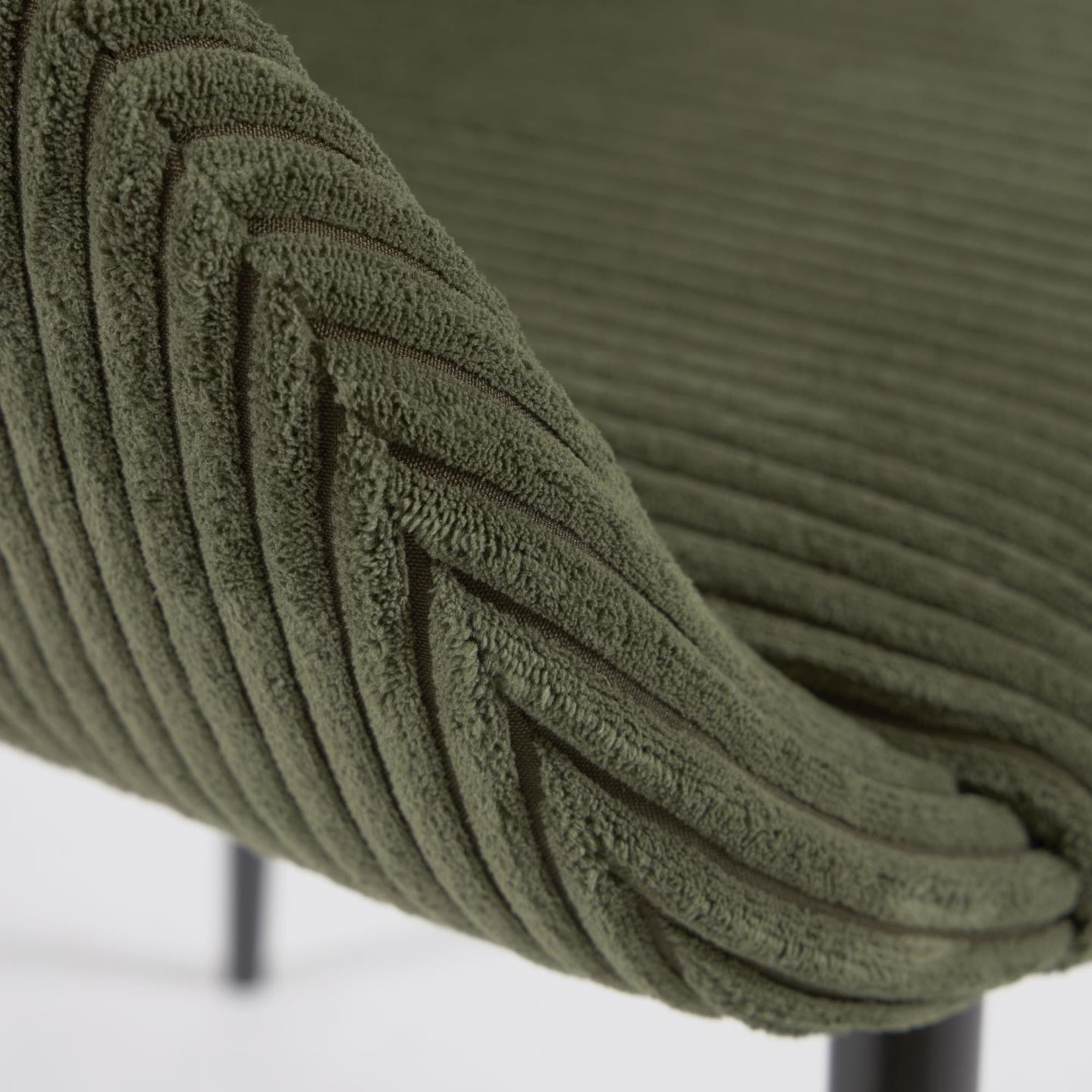 Kave Home Eetkamerstoel 'Konna' Rib, kleur Donkergroen