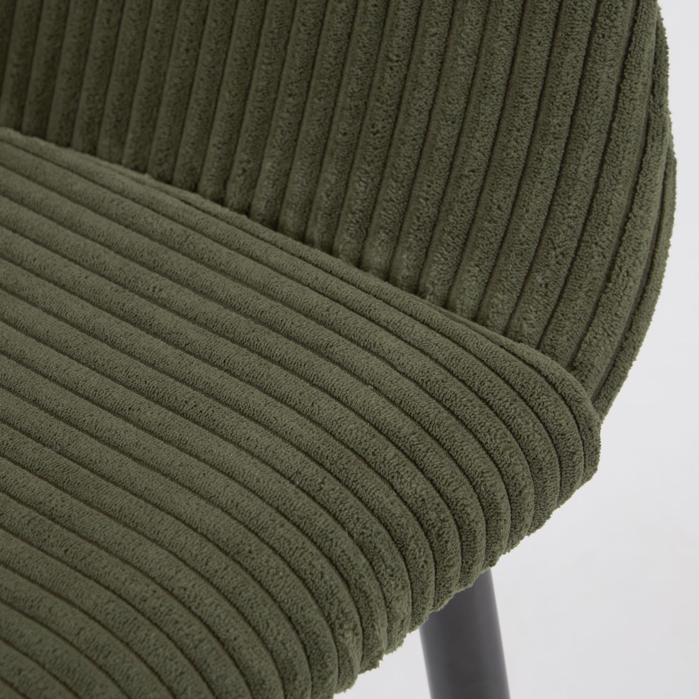 Kave Home Eetkamerstoel 'Konna' Rib, kleur Donkergroen