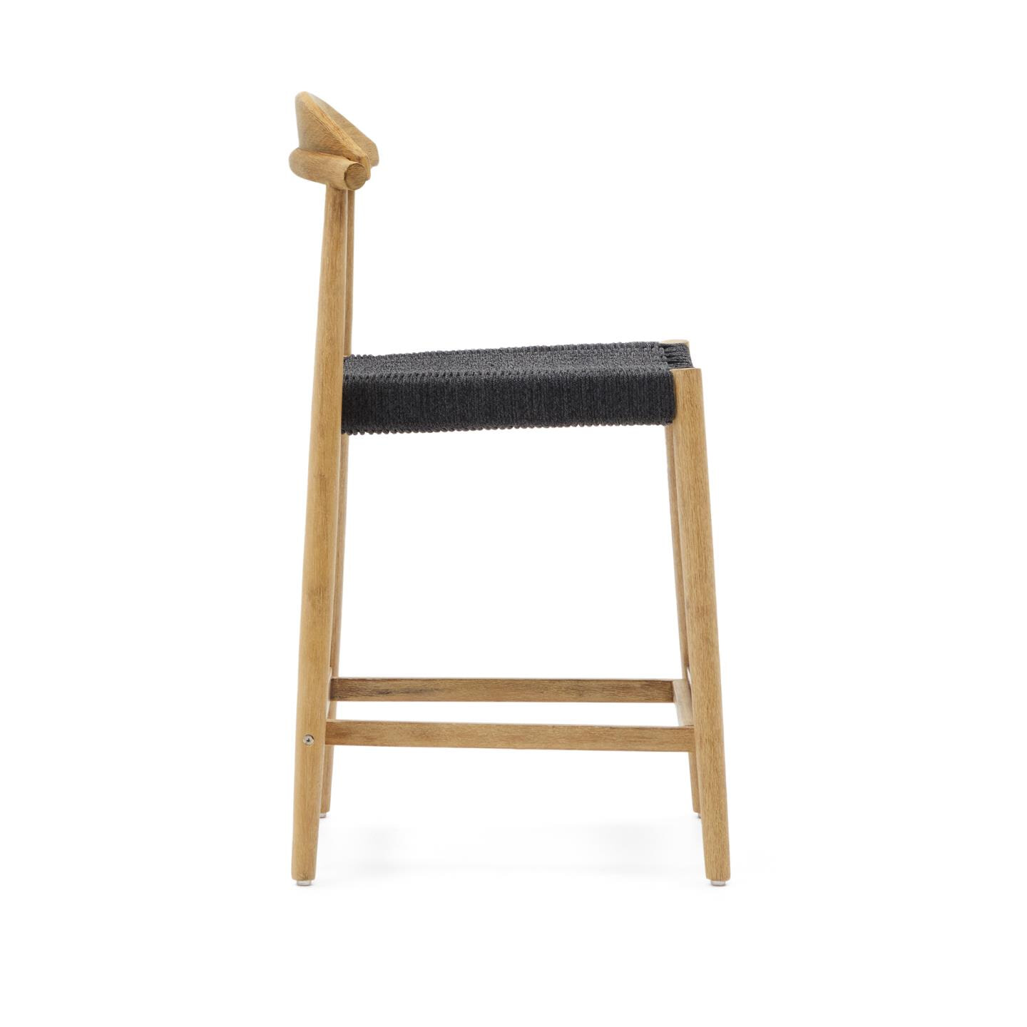 Kave Home Barkruk 'Nina' kleur Naturel/Zwart (zithoogte 62cm)