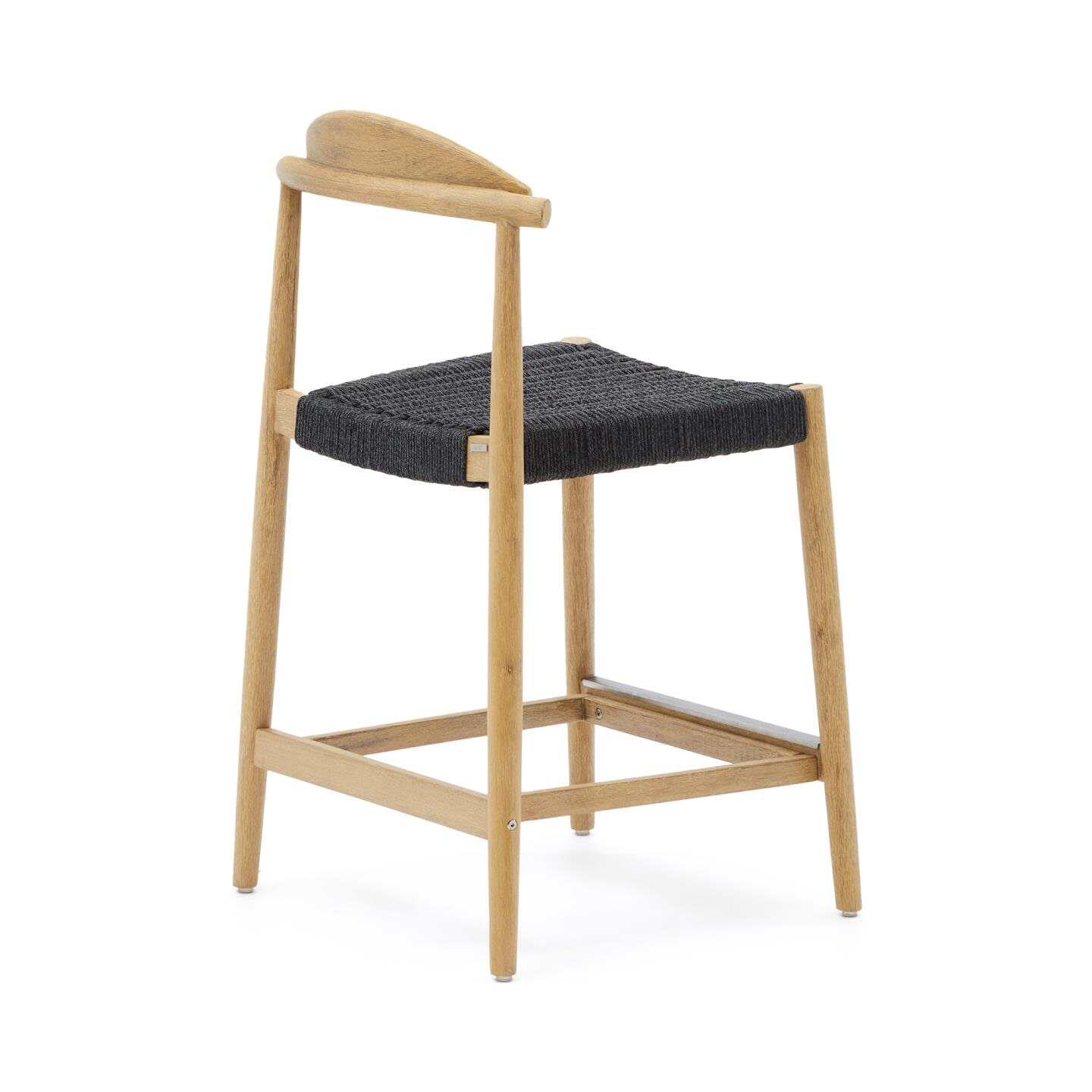 Kave Home Barkruk 'Nina' kleur Naturel/Zwart (zithoogte 62cm)