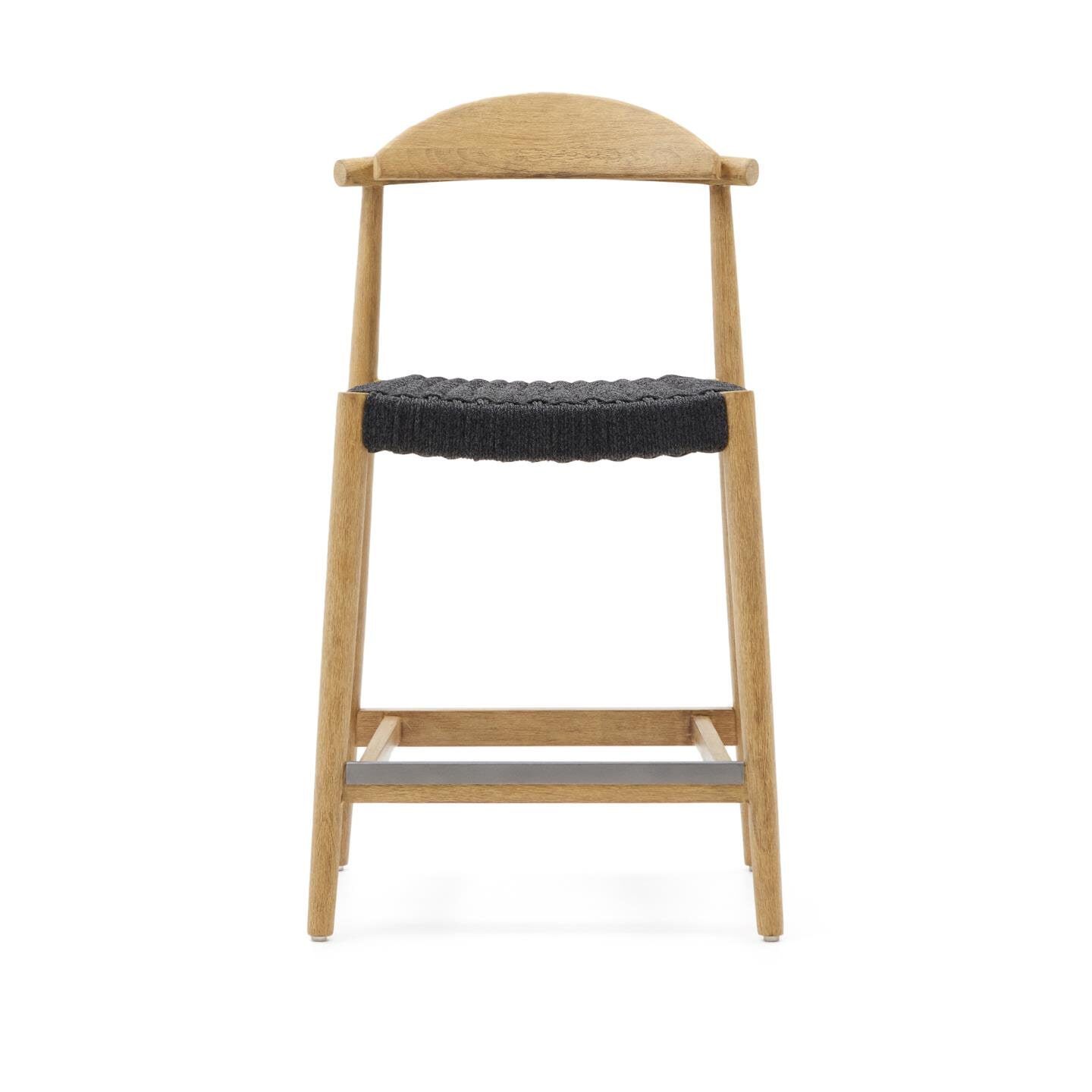 Kave Home Barkruk 'Nina' kleur Naturel/Zwart (zithoogte 62cm)