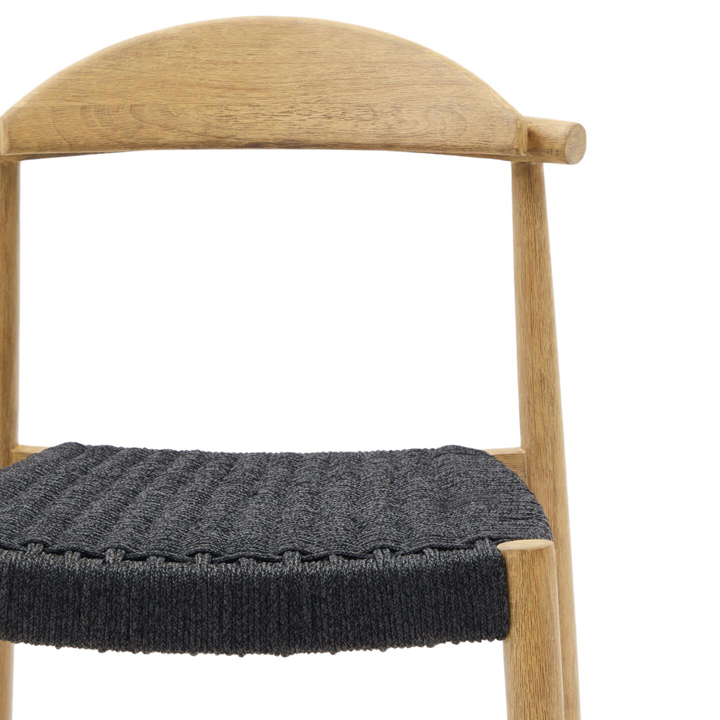 Kave Home Barkruk 'Nina' kleur Naturel/Zwart (zithoogte 62cm)