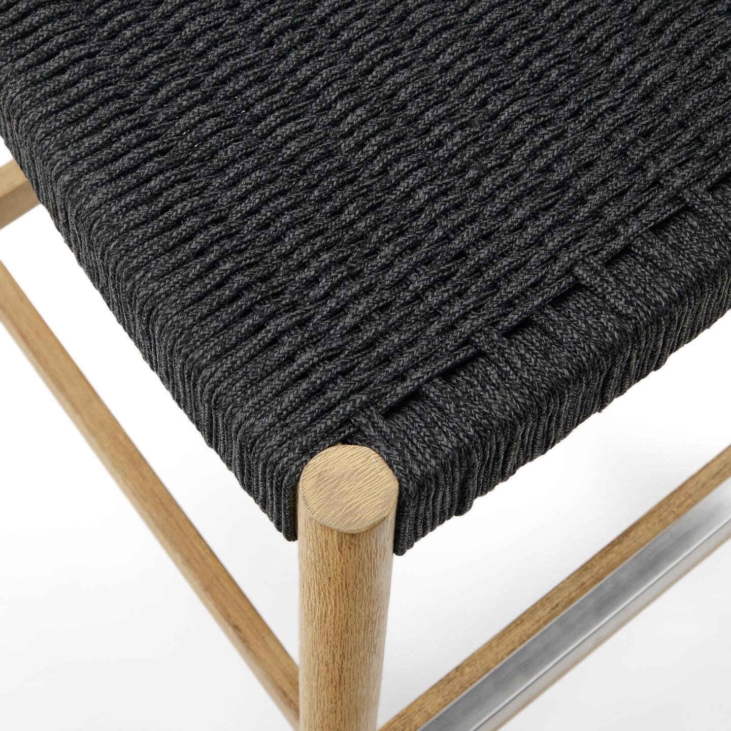 Kave Home Barkruk 'Nina' kleur Naturel/Zwart (zithoogte 62cm)