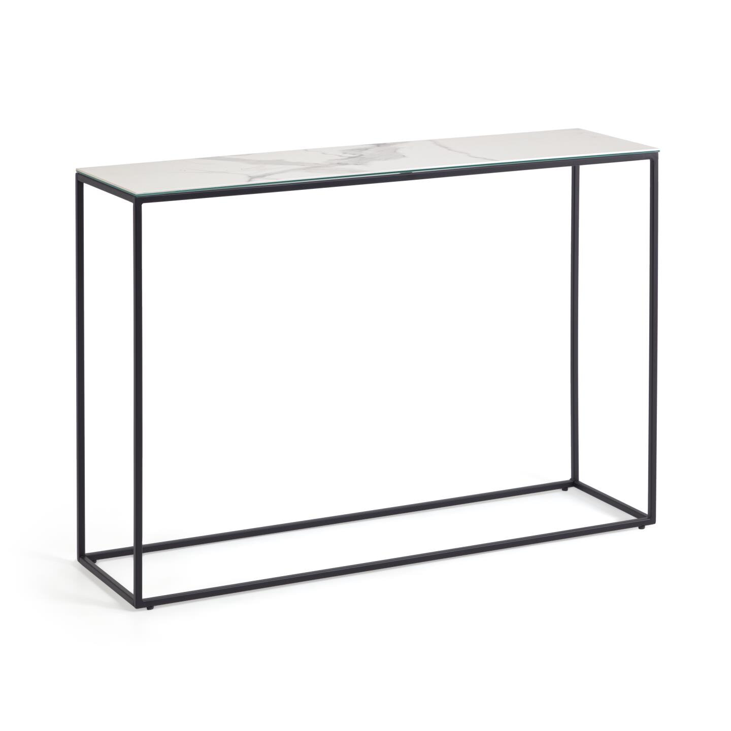 Kave Home Sidetable 'Rewena' Keramiek met marmer-look 110cm, kleur Wit