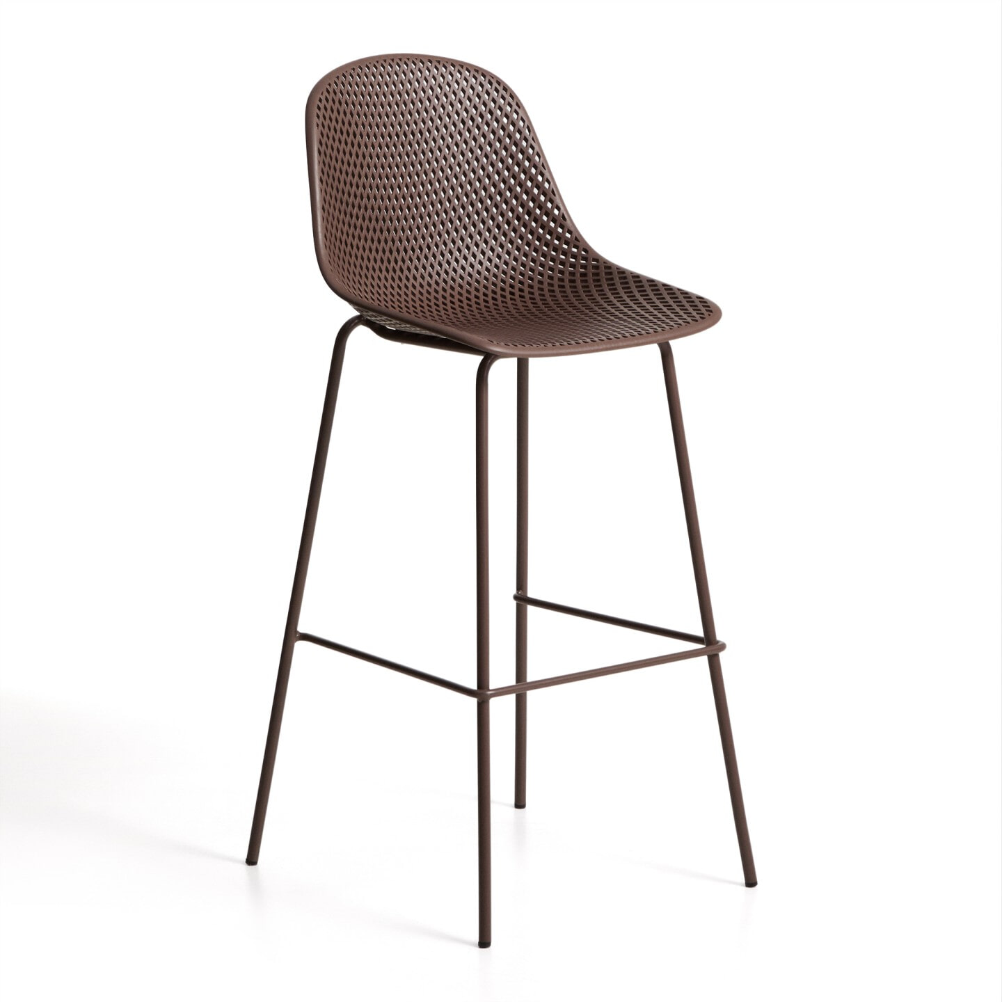 Kave Home Barkruk 'Quinby' kleur Bruin (zithoogte 75cm)