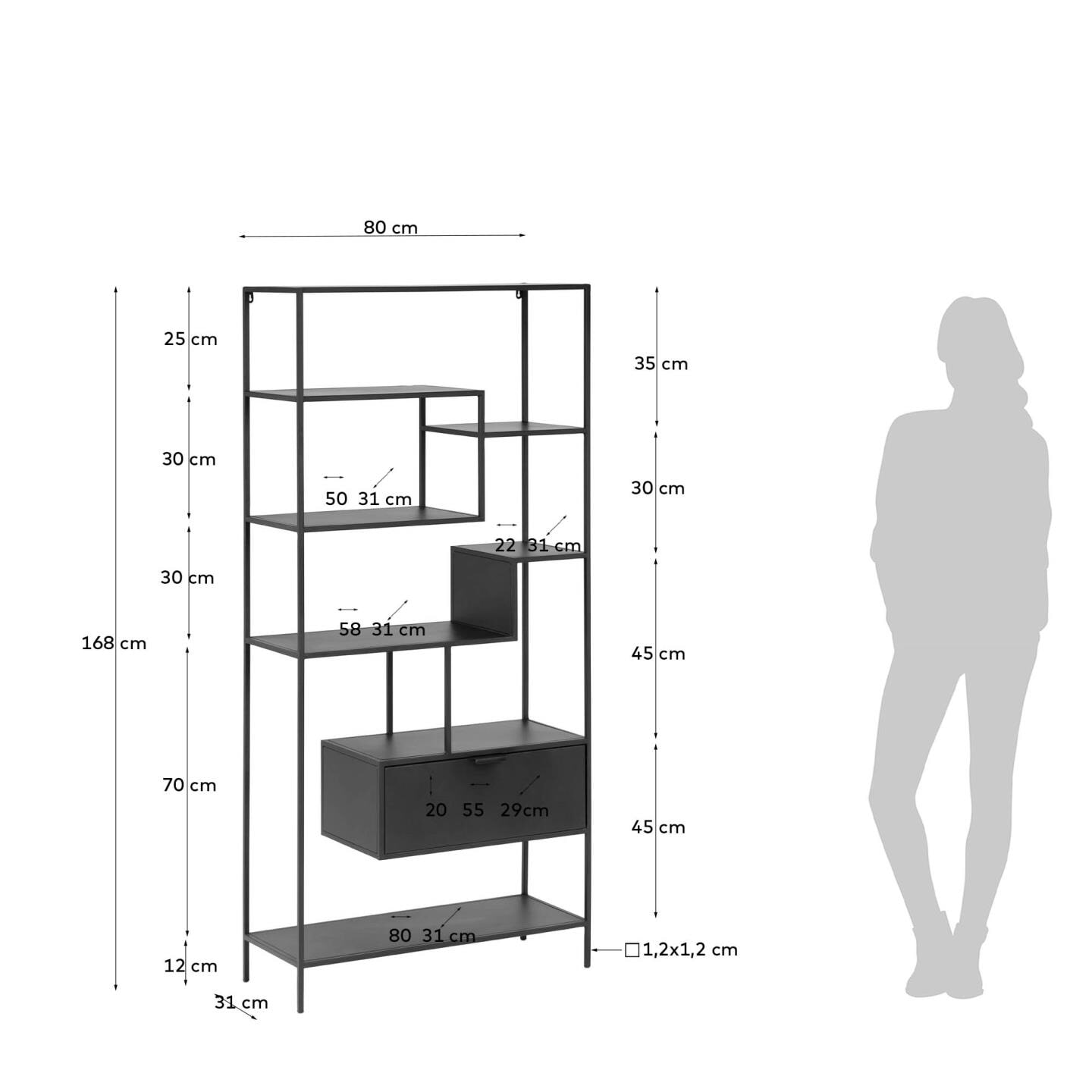 Kave Home Wandrek 'Shantay' Zwart metaal, 168 x 80cm