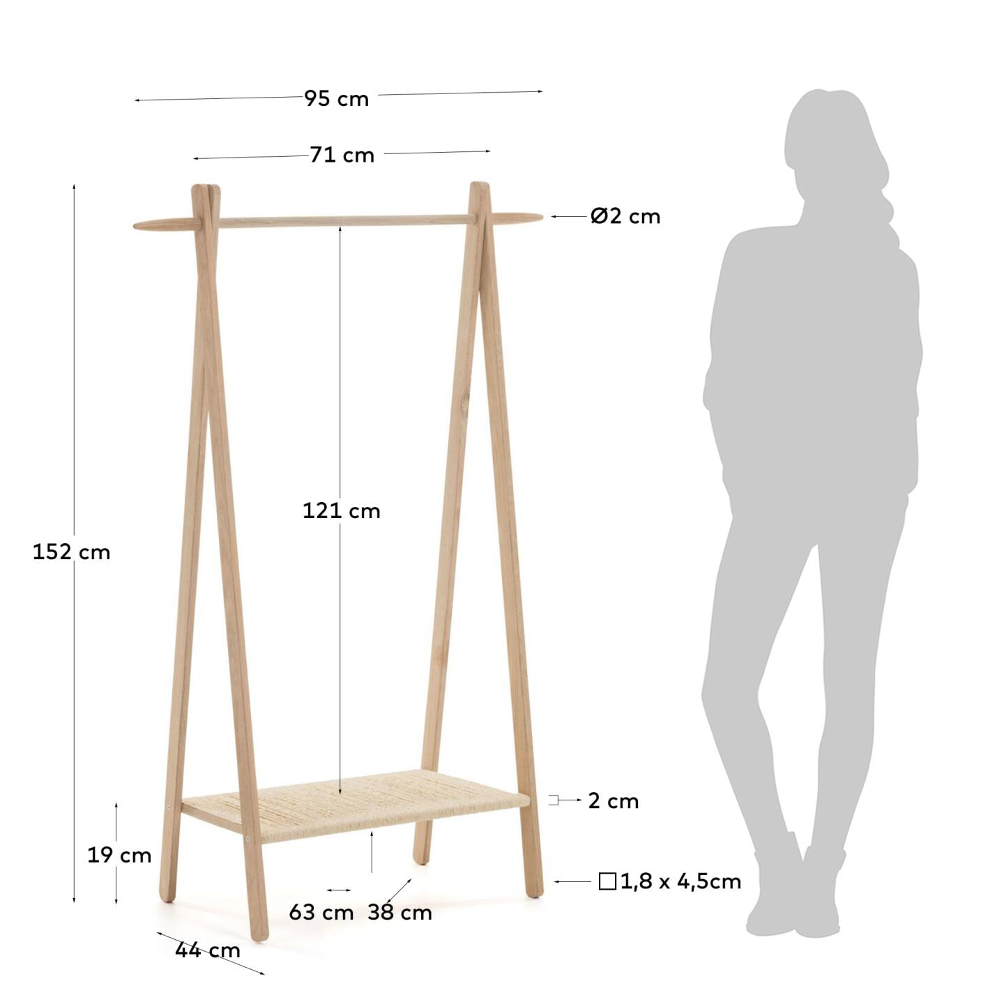 Kave Home Kledingrek 'Natane' kleur Naturel