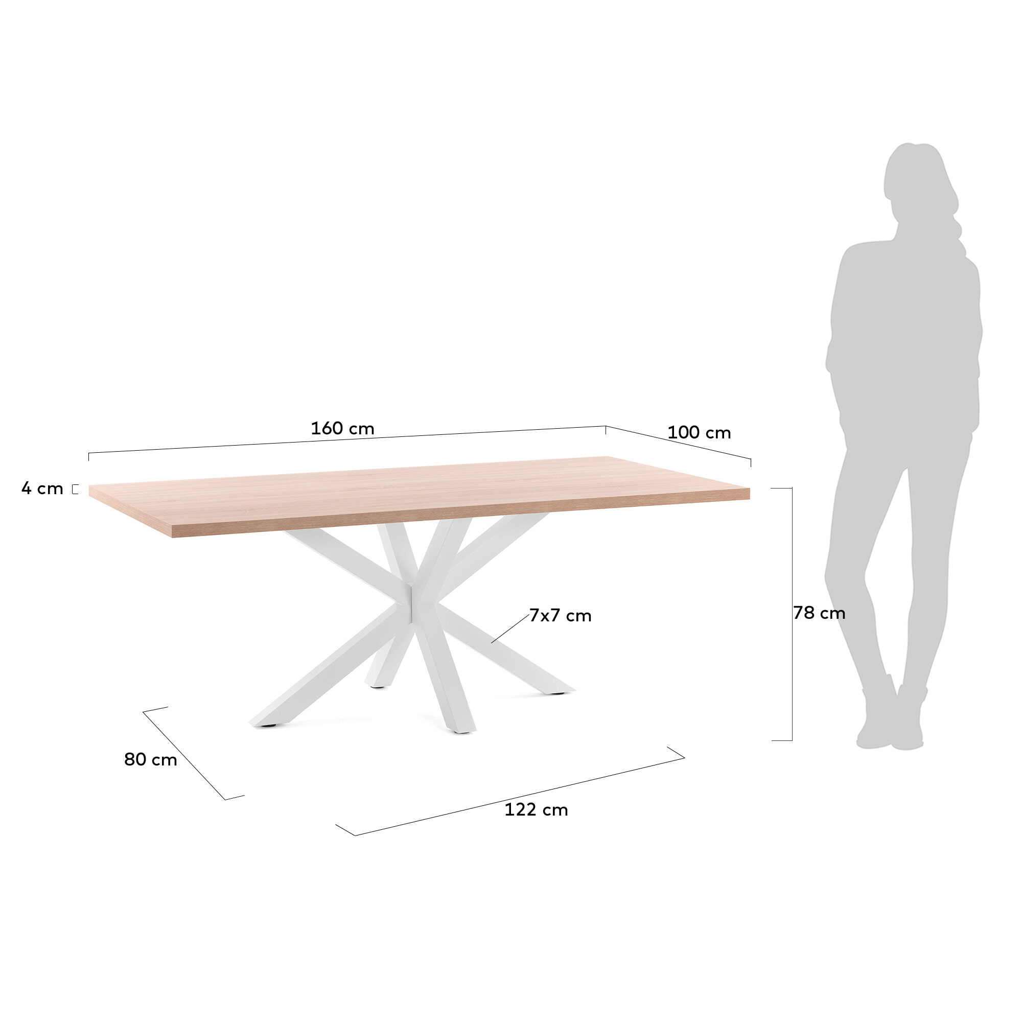 Kave Home Eettafel 'Argo' 160 x 100cm, kleur Naturel