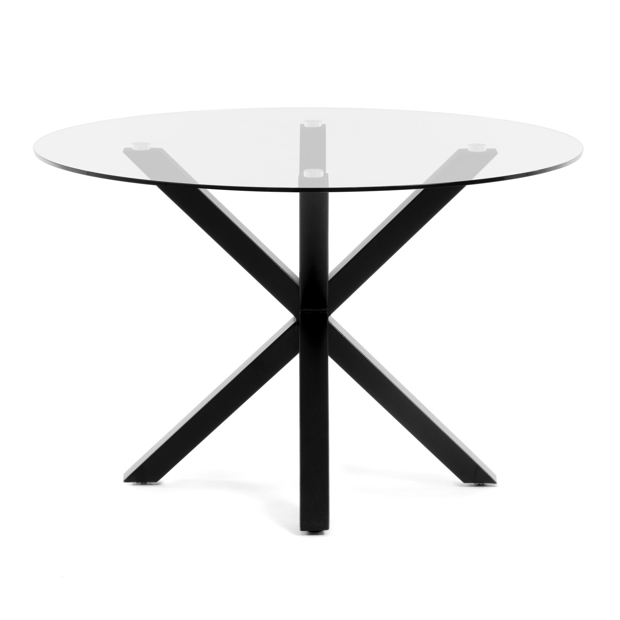 Kave Home Ronde Eettafel 'Argo' Ø119cm, kleur Zwart/Glas