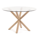 Kave Home Ronde Eettafel 'Argo' Ø119cm, kleur Eiken/Glas