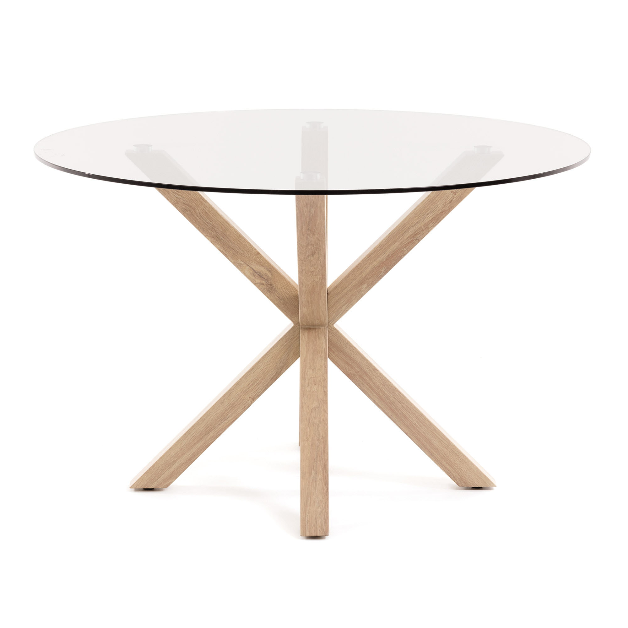 Kave Home Ronde Eettafel 'Argo' Ø119cm, kleur Eiken/Glas