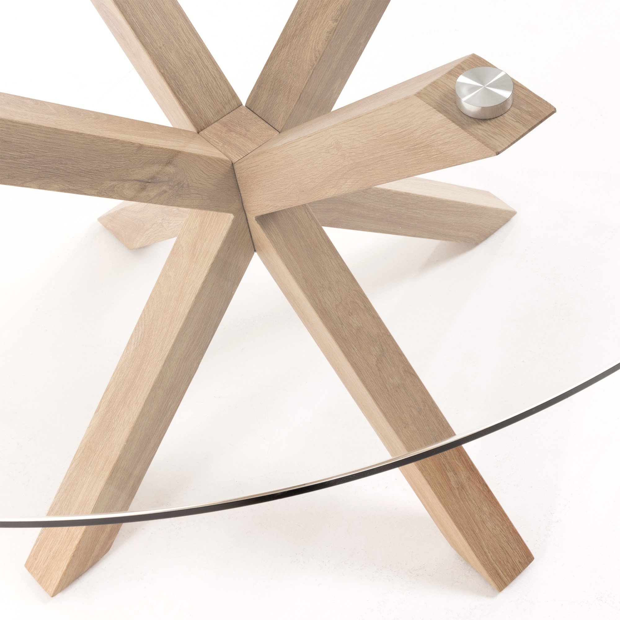 Kave Home Ronde Eettafel 'Argo' Ø119cm, kleur Eiken/Glas