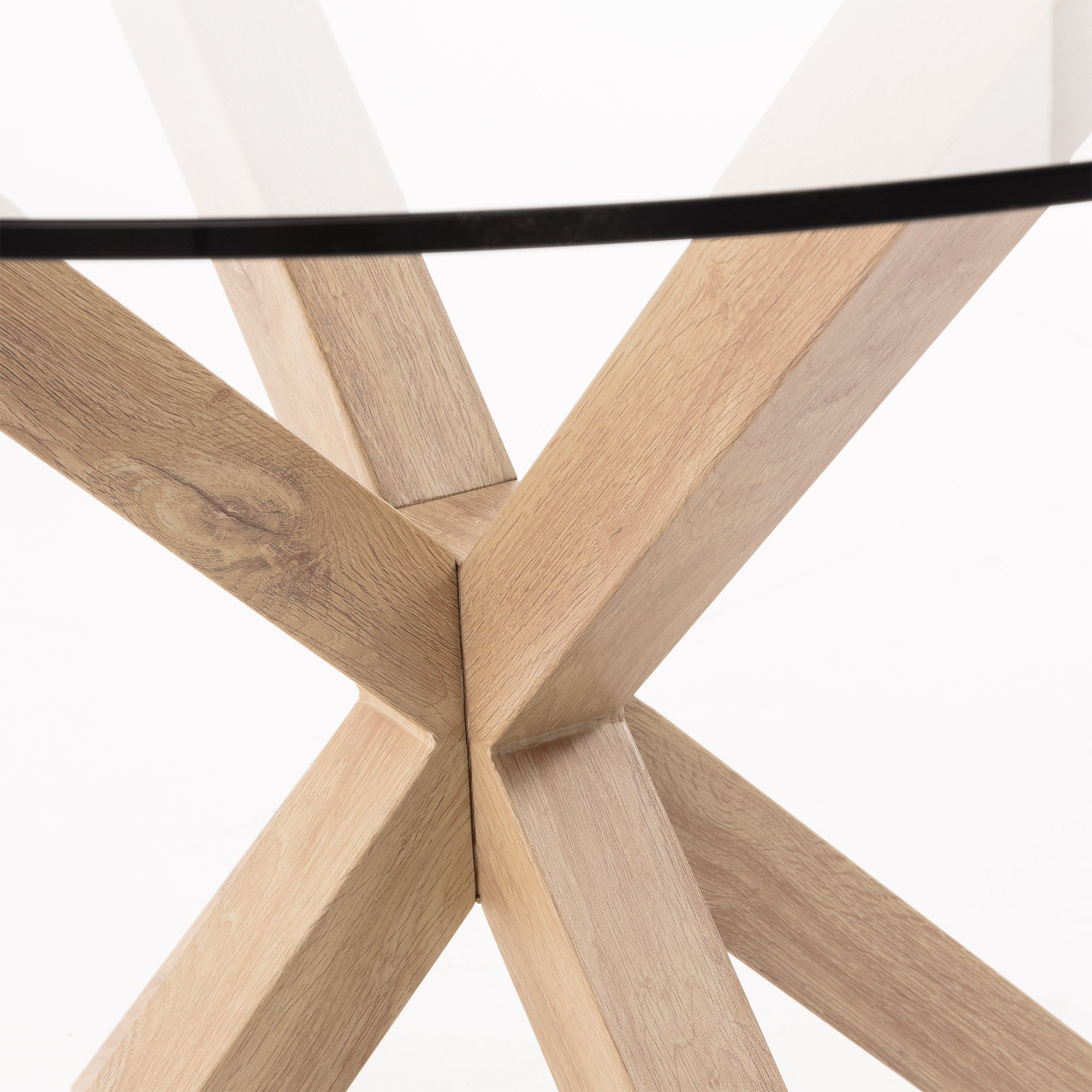 Kave Home Ronde Eettafel 'Argo' Ø119cm, kleur Eiken/Glas