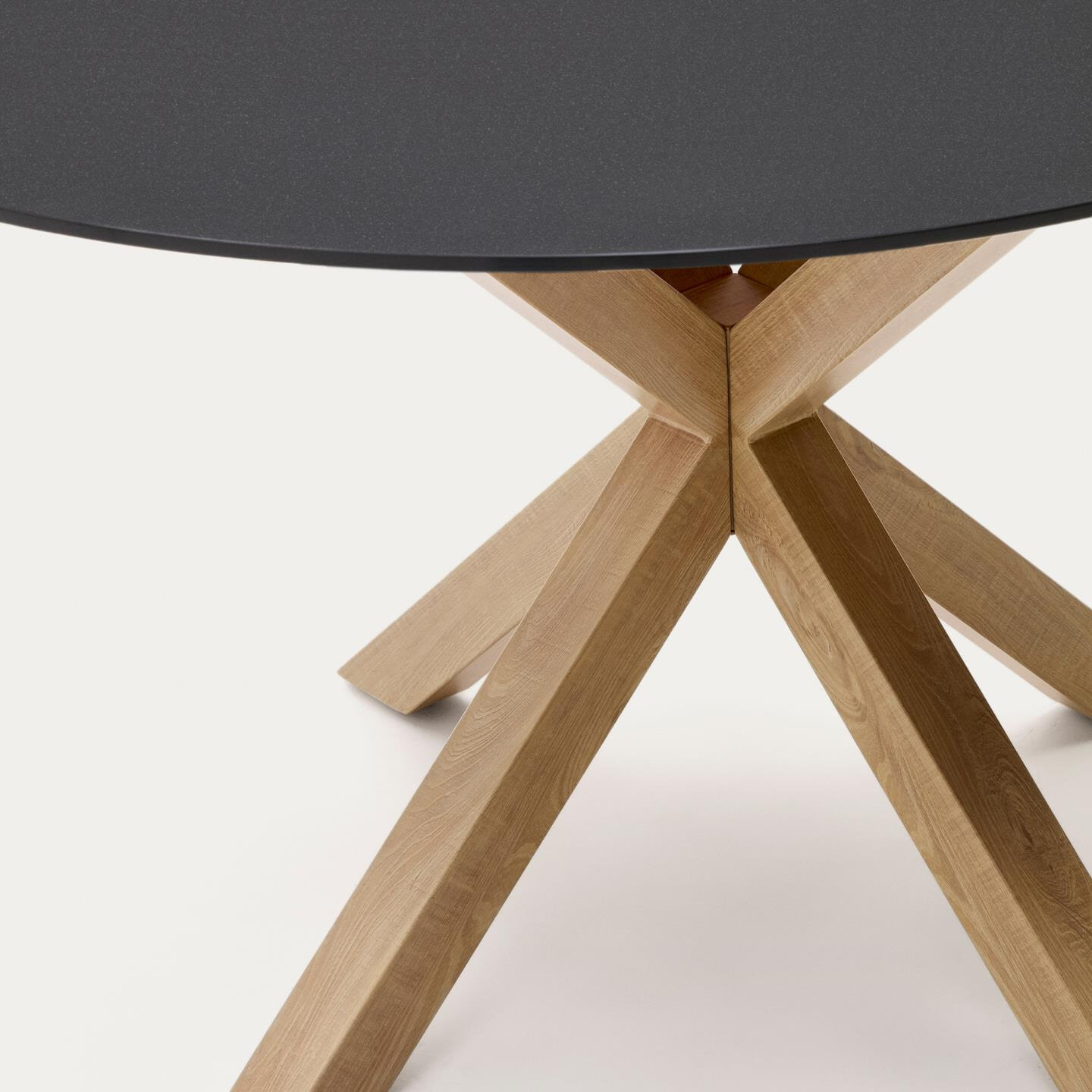 Kave Home Ronde Eettafel 'Argo' Glas en houtlook, 150cm, kleur Zwart