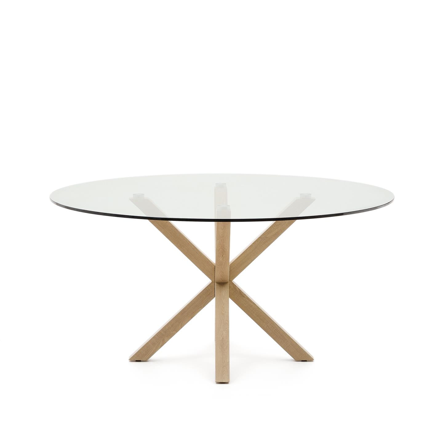 Kave Home Ronde Eettafel 'Argo' Glas en houtlook, 150cm, kleur Naturel