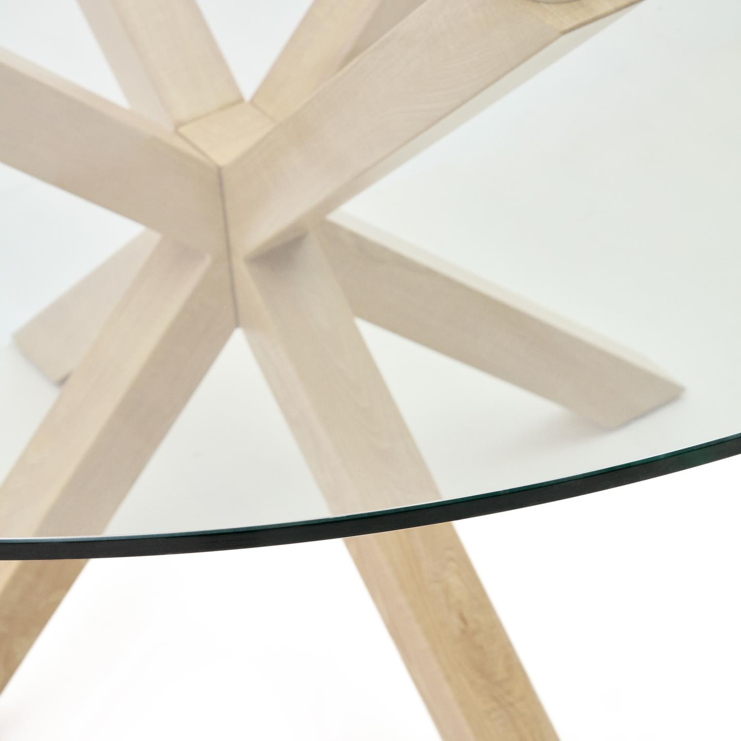 Kave Home Ronde Eettafel 'Argo' Glas en houtlook, 150cm, kleur Naturel