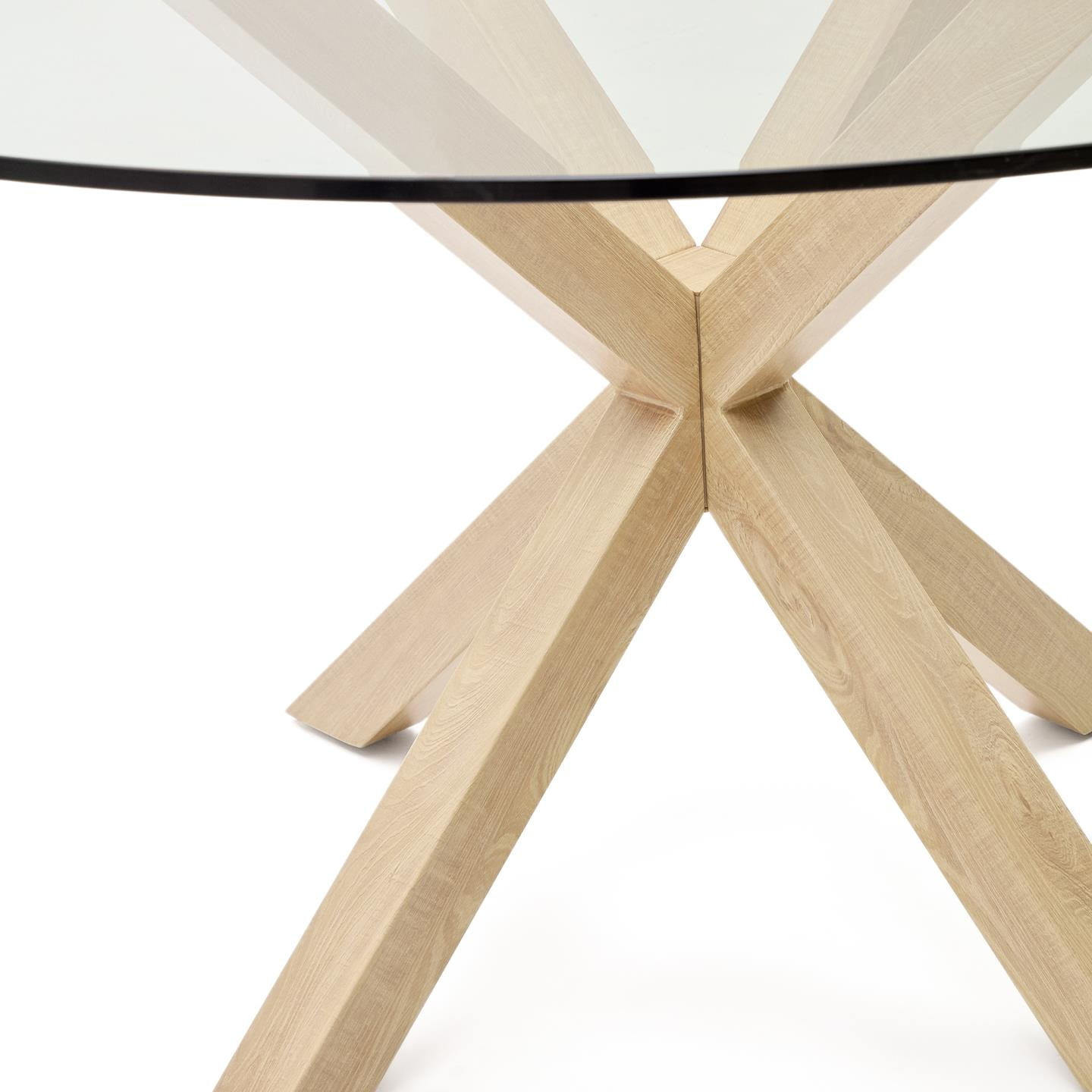 Kave Home Ronde Eettafel 'Argo' Glas en houtlook, 150cm, kleur Naturel