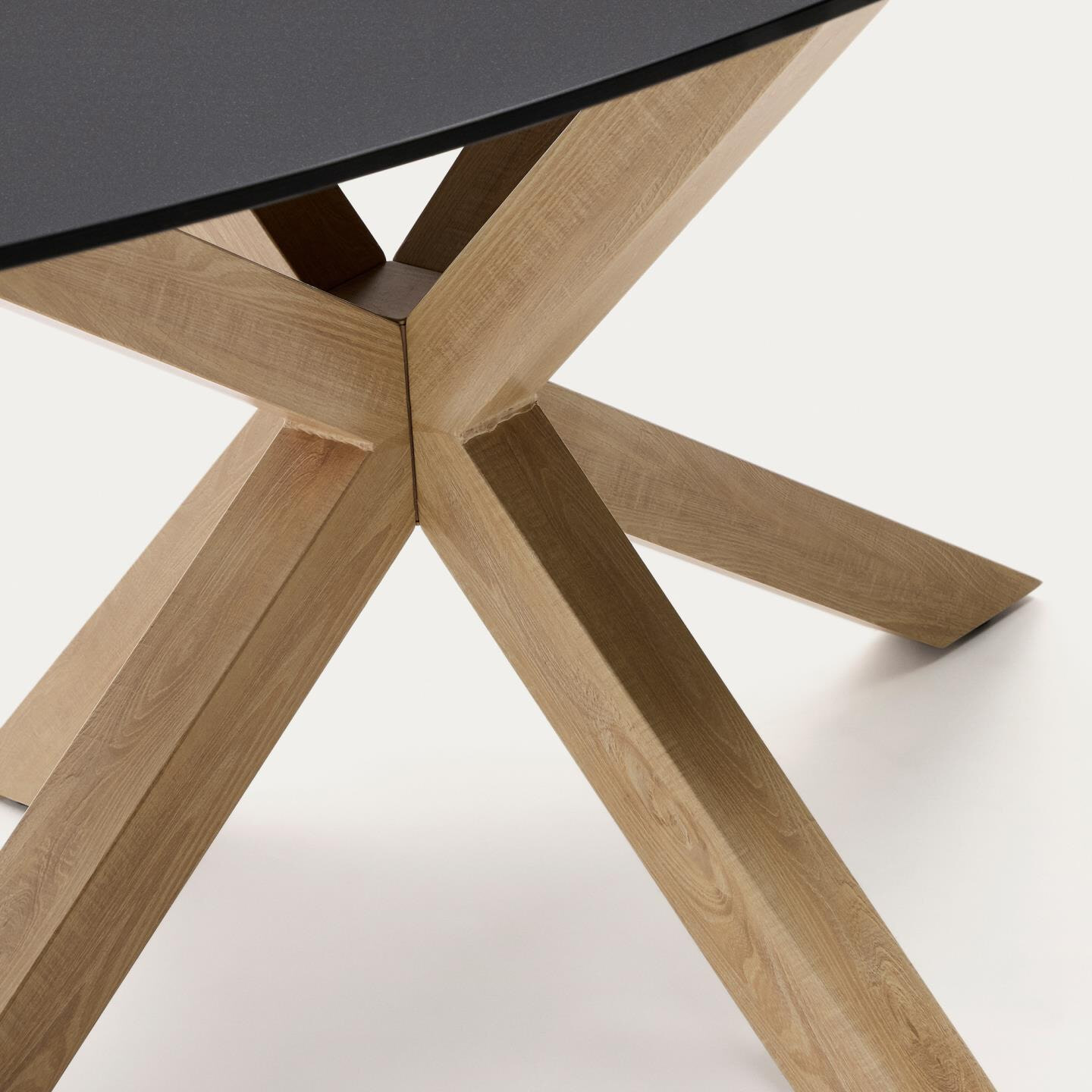 Kave Home Ovale Eettafel 'Argo' Glas en houtlook, 200 x 100cm, kleur Zwart