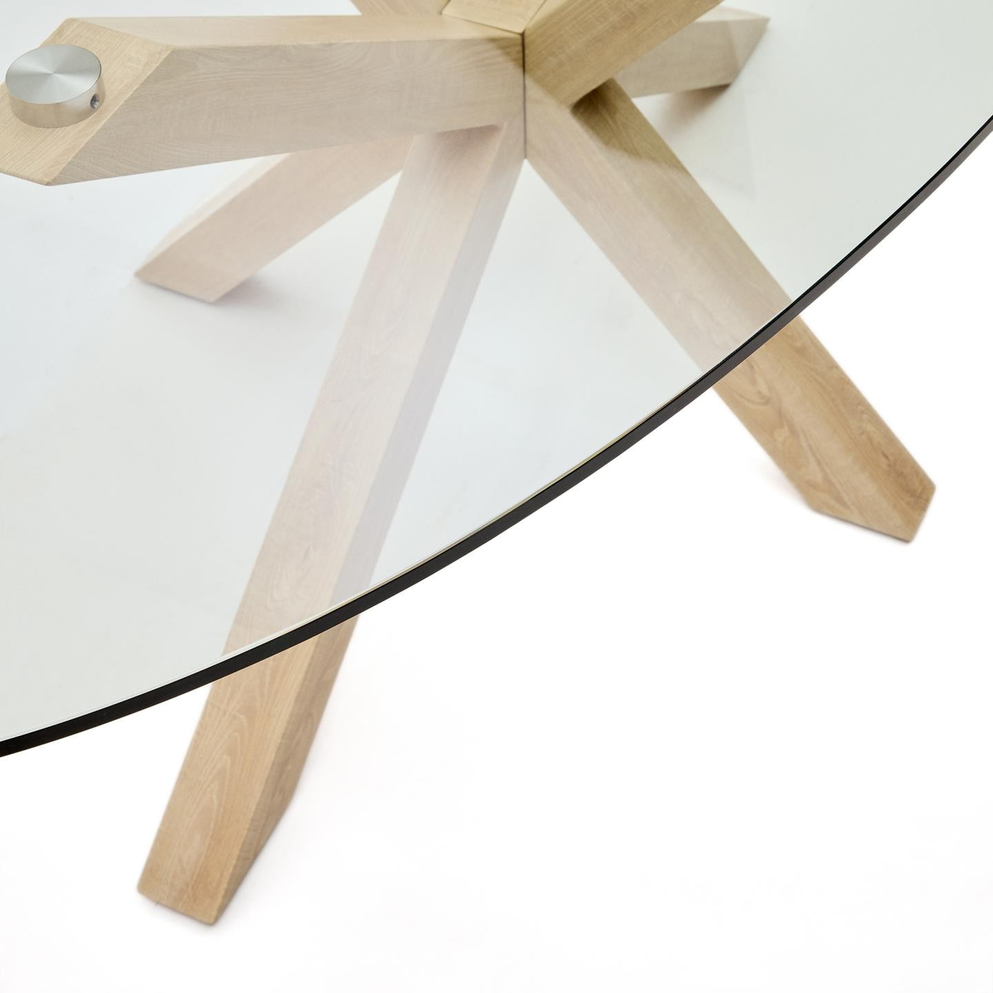 Kave Home Ovale Eettafel 'Argo' Glas en houtlook, 200 x 100cm, kleur Naturel