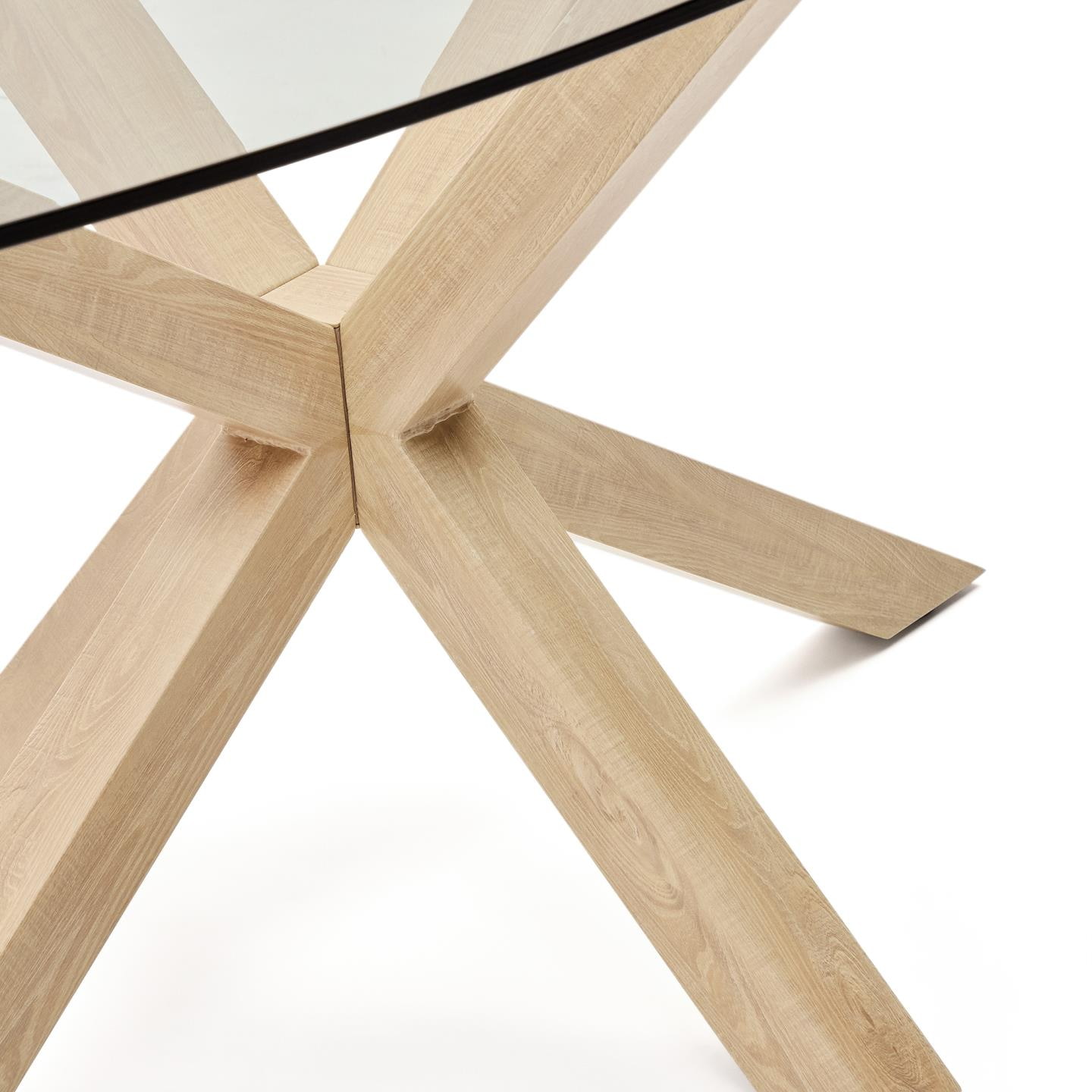 Kave Home Ovale Eettafel 'Argo' Glas en houtlook, 200 x 100cm, kleur Naturel
