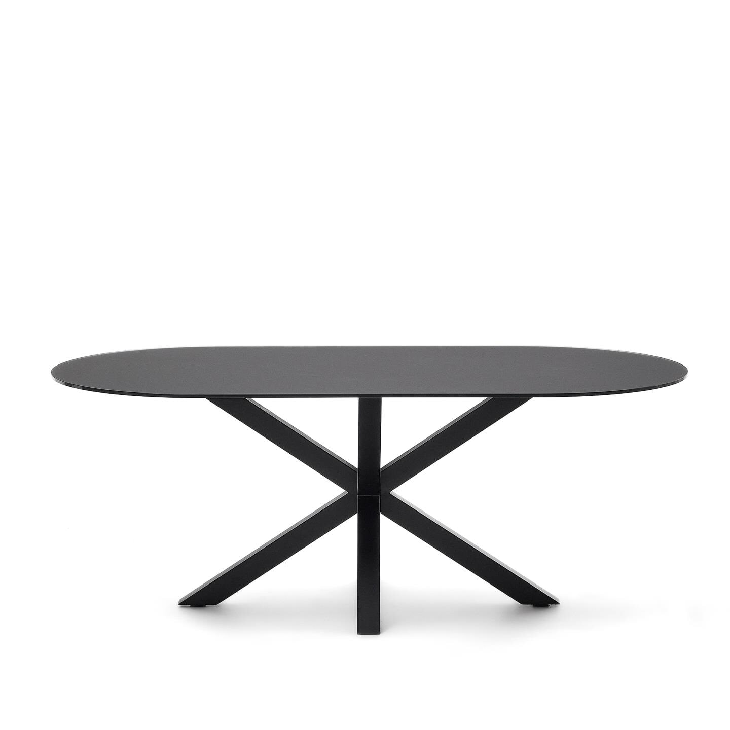 Kave Home Ovale Eettafel Argo Glas, 200 x 100cm - Zwart - Ovaal
