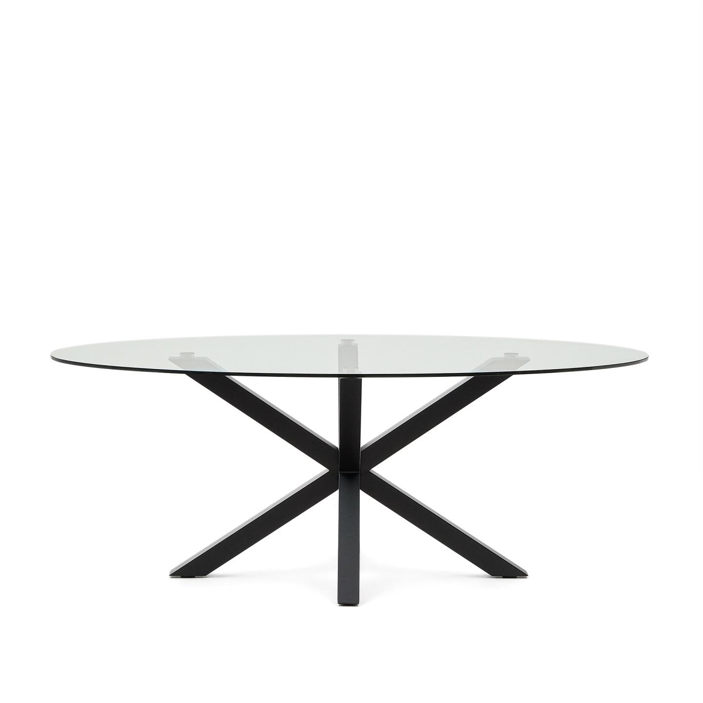 Kave Home Ovale Eettafel 'Argo' Glas, 200 x 100cm, kleur Zwart