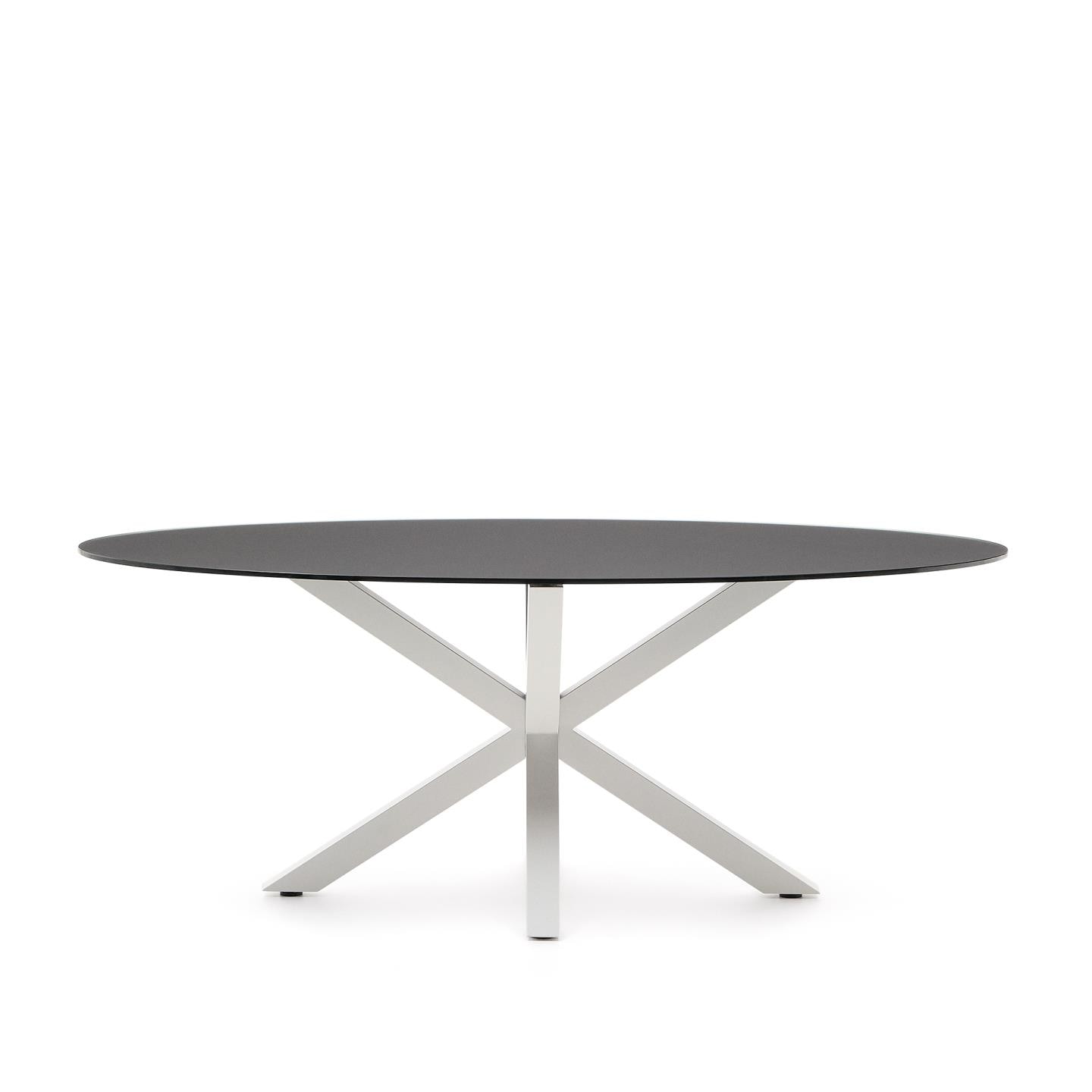Kave Home Ovale Eettafel 'Argo' Glas, 200 x 100cm, kleur Zwart