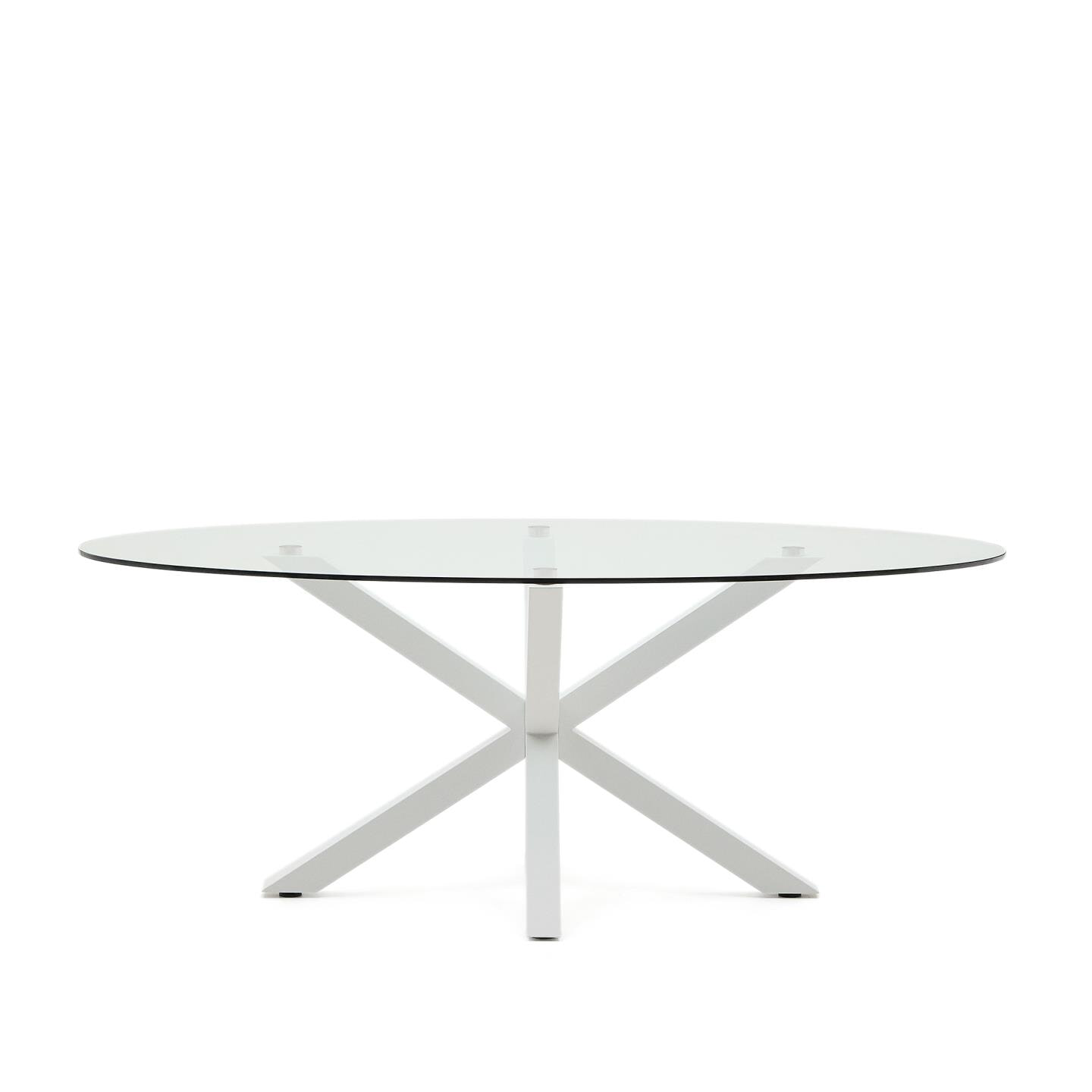 Kave Home Ovale Eettafel 'Argo' Glas, 200 x 100cm, kleur Wit