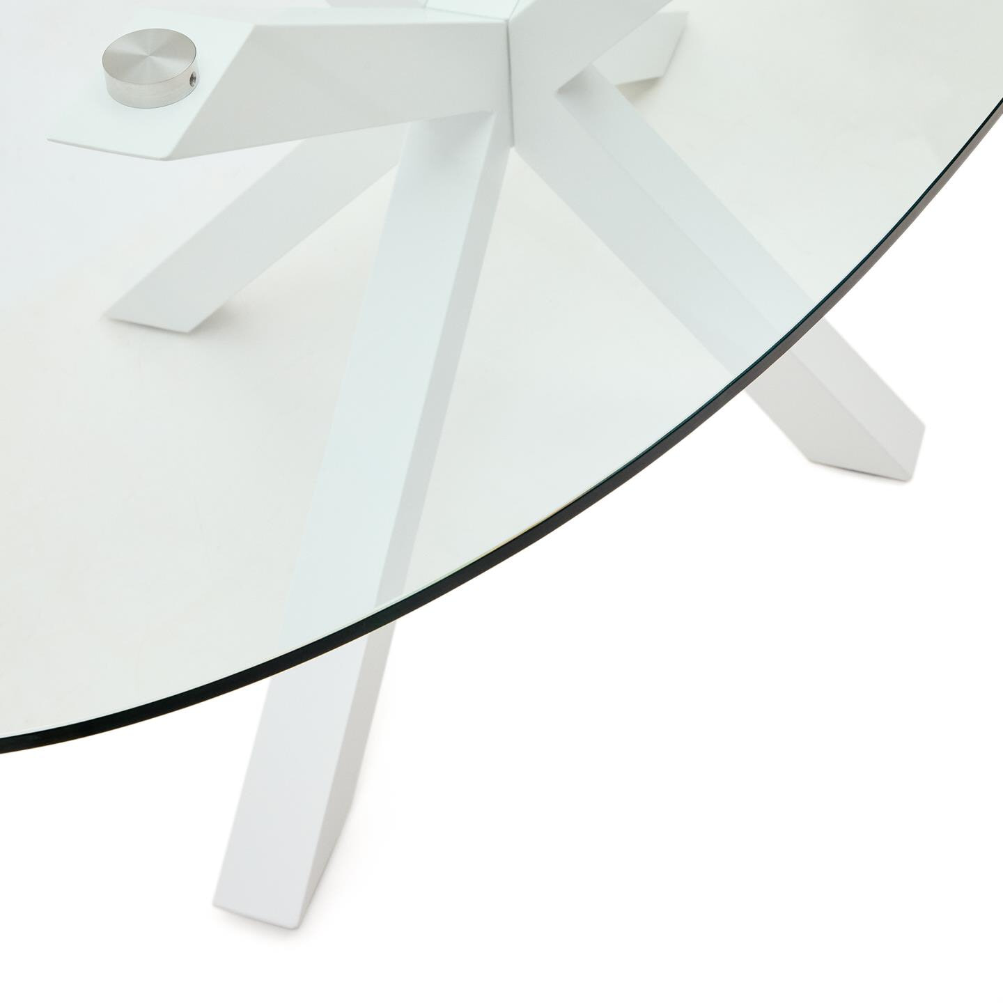 Kave Home Ovale Eettafel 'Argo' Glas, 200 x 100cm, kleur Wit