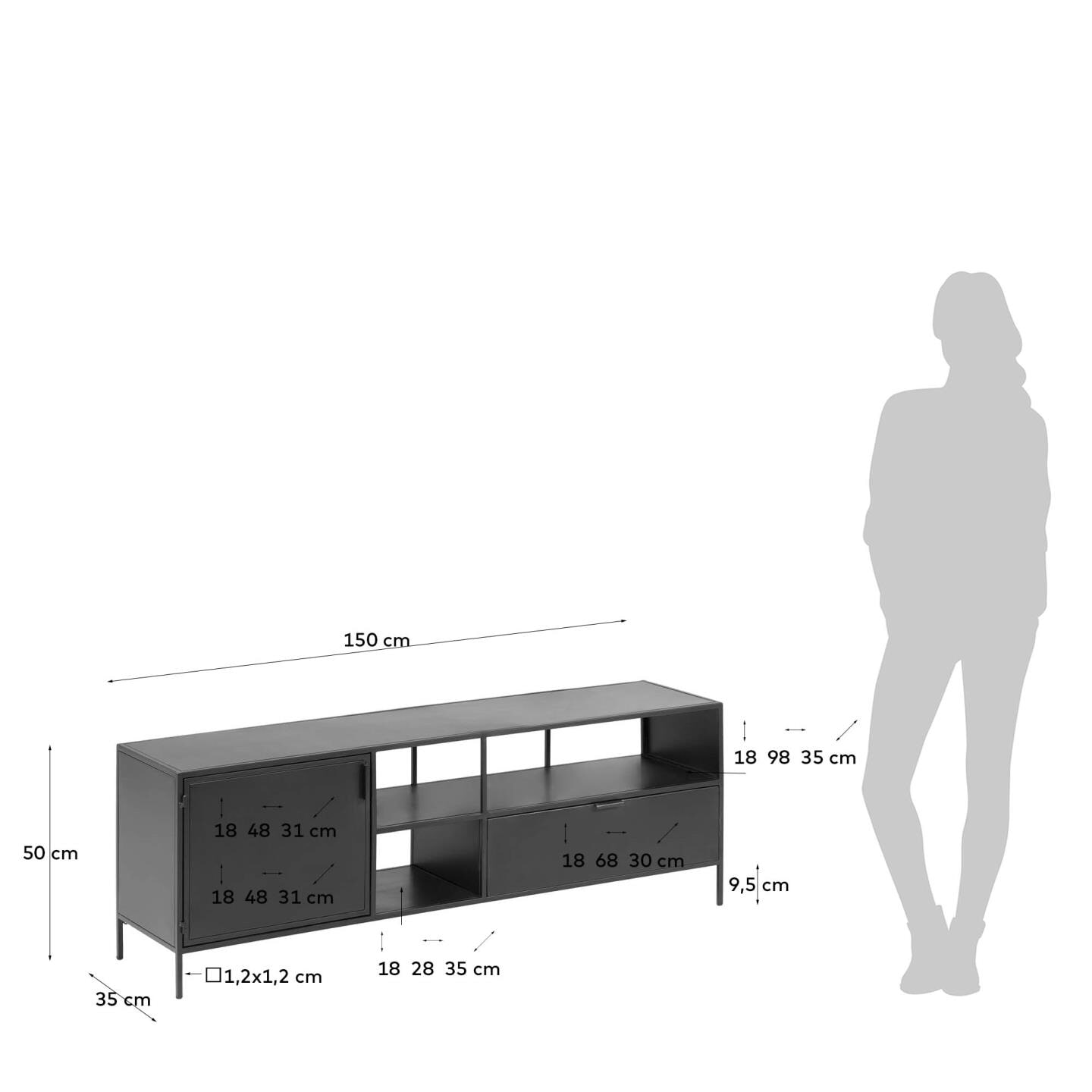 Kave Home TV-meubel 'Shantay' Zwart metaal, 150cm