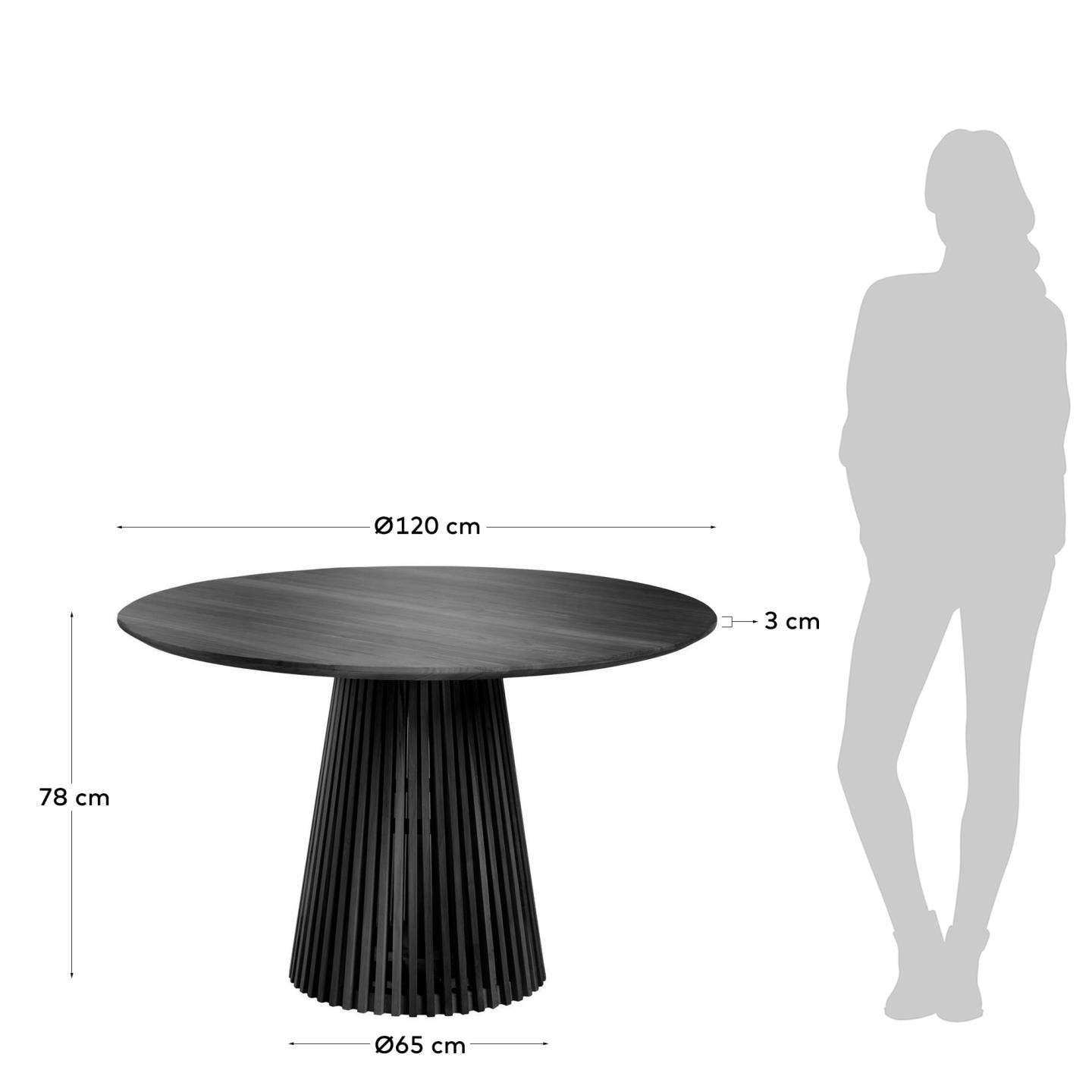 Kave Home Ronde Eettafel 'Jeanette' Mindihout, 120cm, kleur Zwart