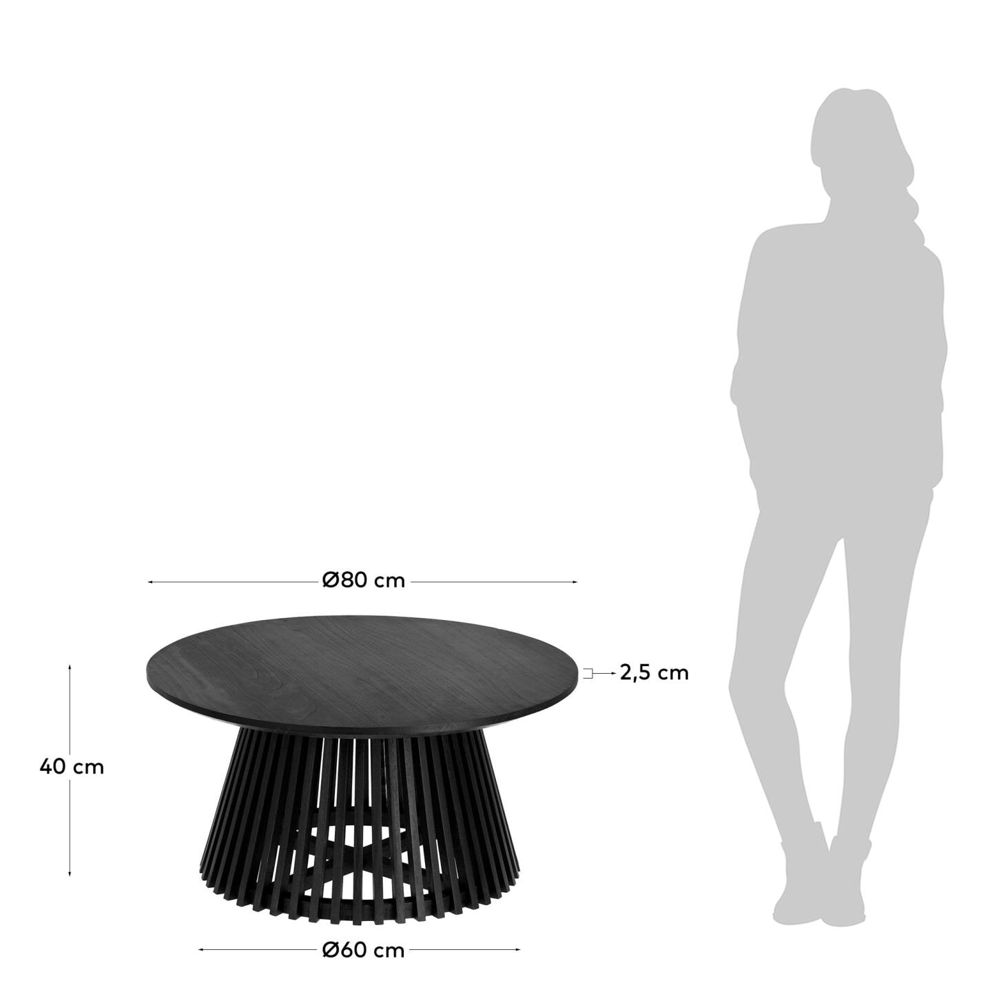 Kave Home Salontafel 'Jeanette' Ø80cm, kleur Zwart
