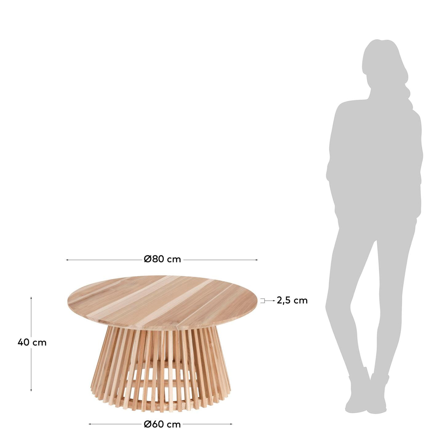 Kave Home Salontafel 'Jeanette' Ø80cm, kleur Naturel