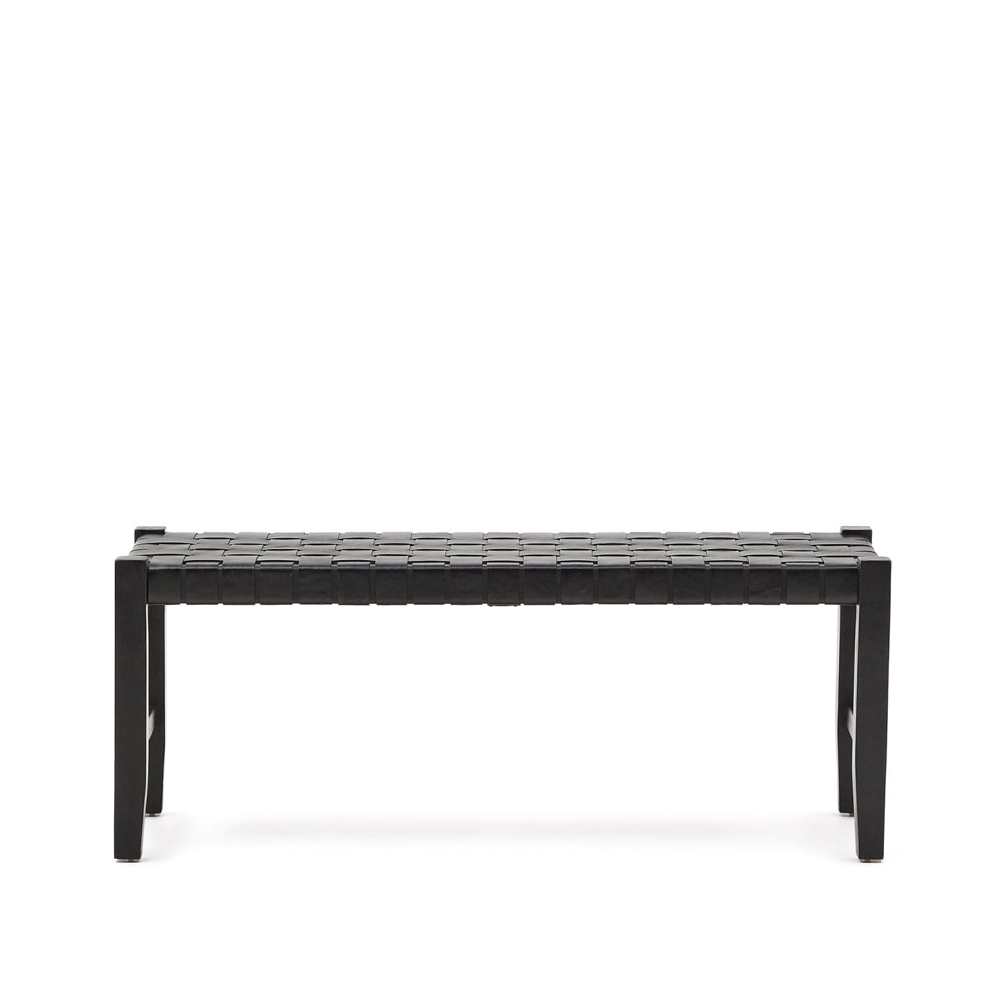 Kave Home Halbank 'Calixta' Hout en leder, 120cm, kleur Zwart