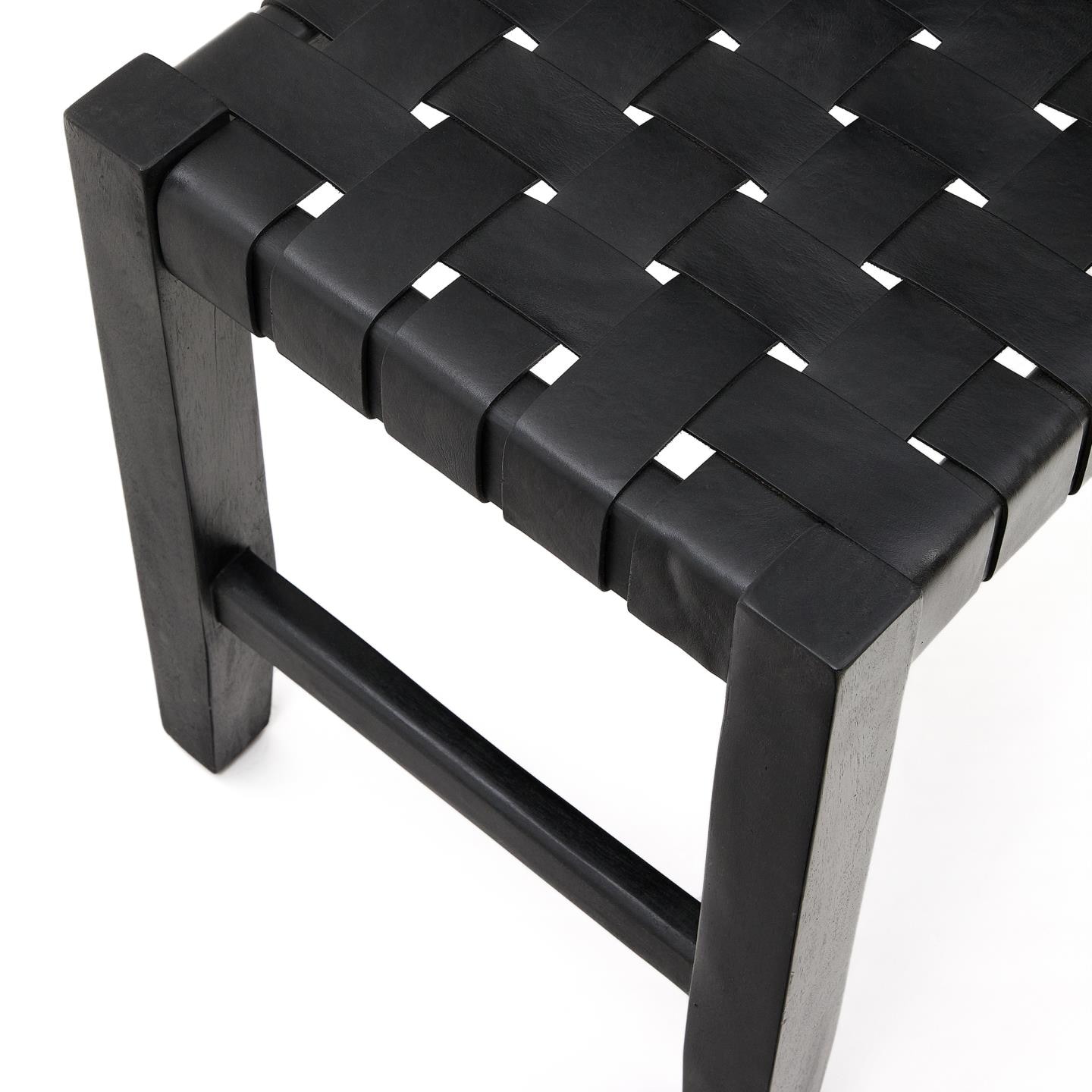 Kave Home Halbank 'Calixta' Hout en leder, 120cm, kleur Zwart