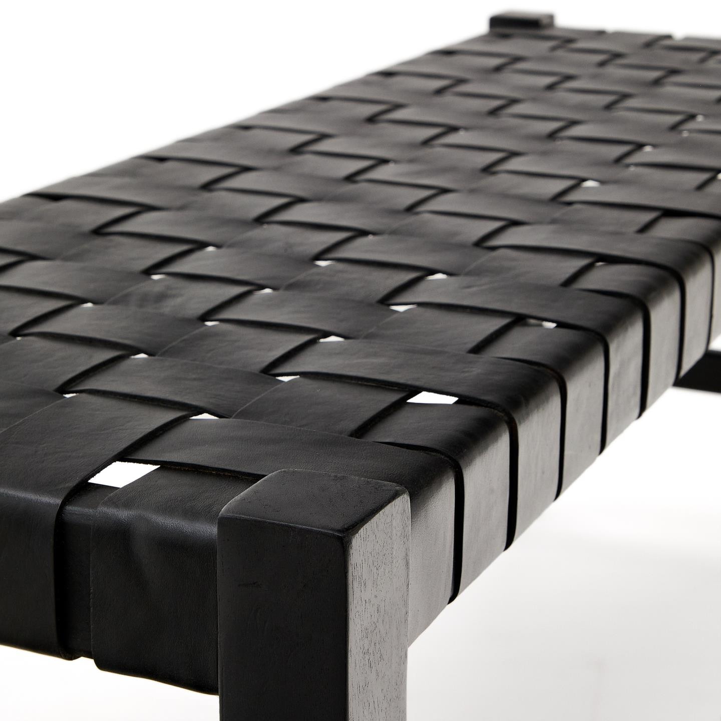 Kave Home Halbank 'Calixta' Hout en leder, 120cm, kleur Zwart