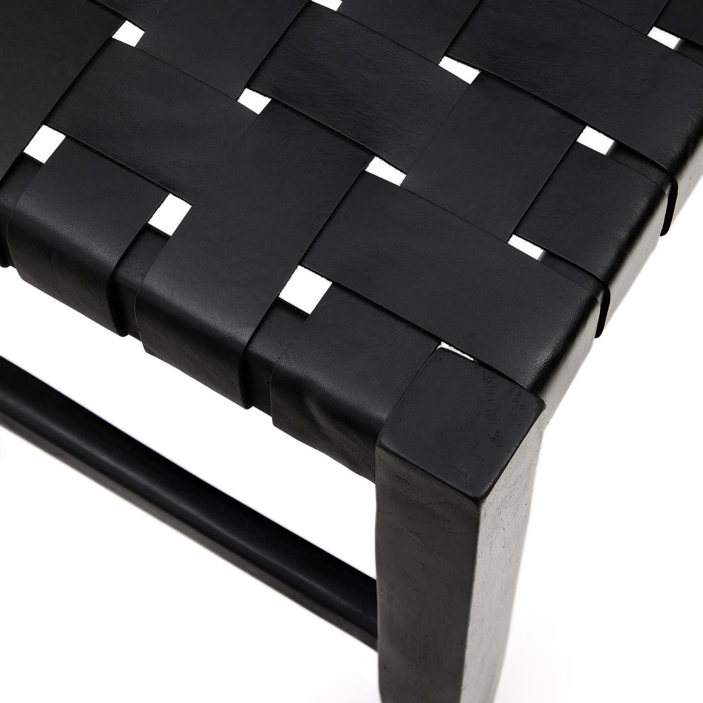 Kave Home Halbank 'Calixta' Hout en leder, 120cm, kleur Zwart