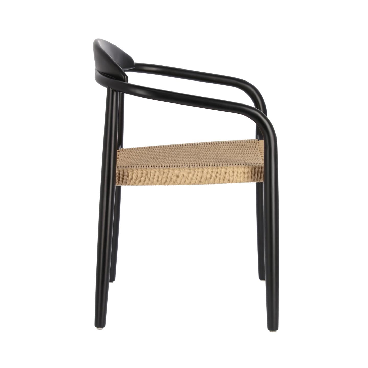 Kave Home Tuin / Eetkamerstoel 'Nina', kleur Naturel/Zwart