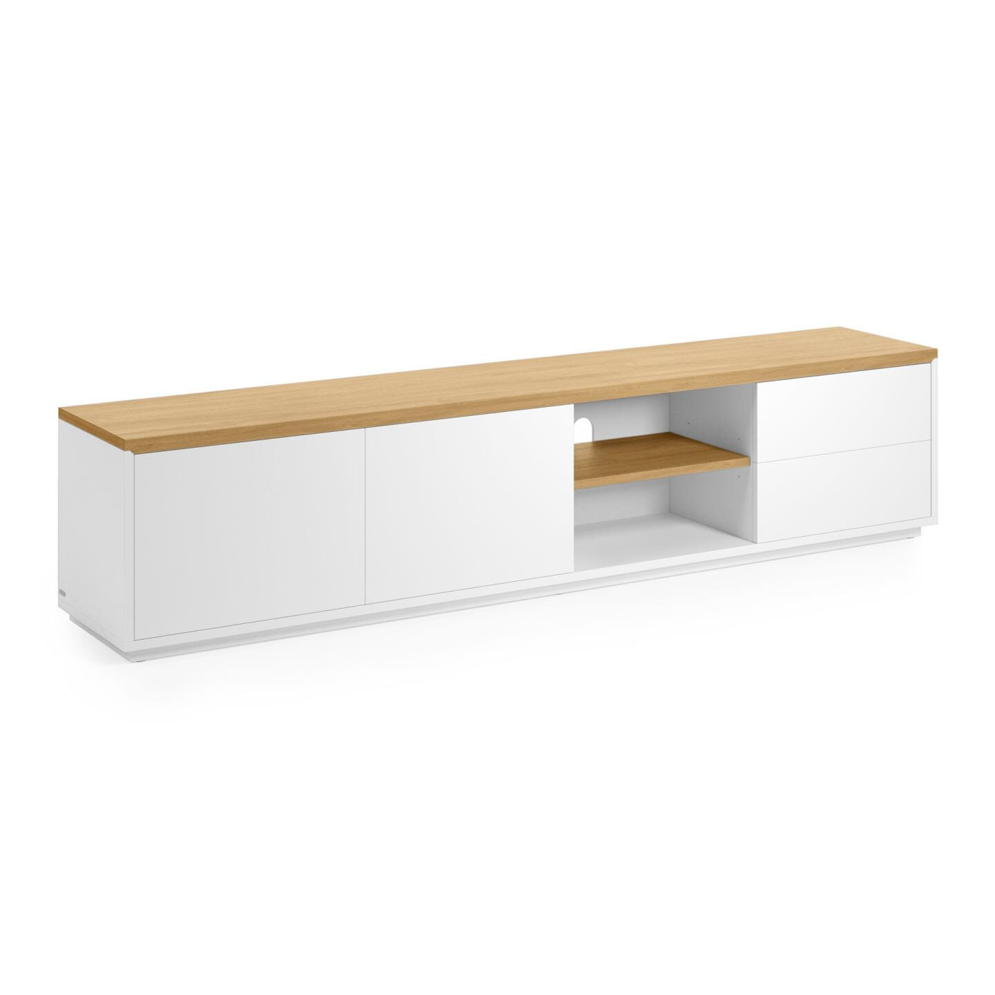 Kave Home TV-meubel 'Abilen' Eiken, 200 x 44cm, kleur Wit