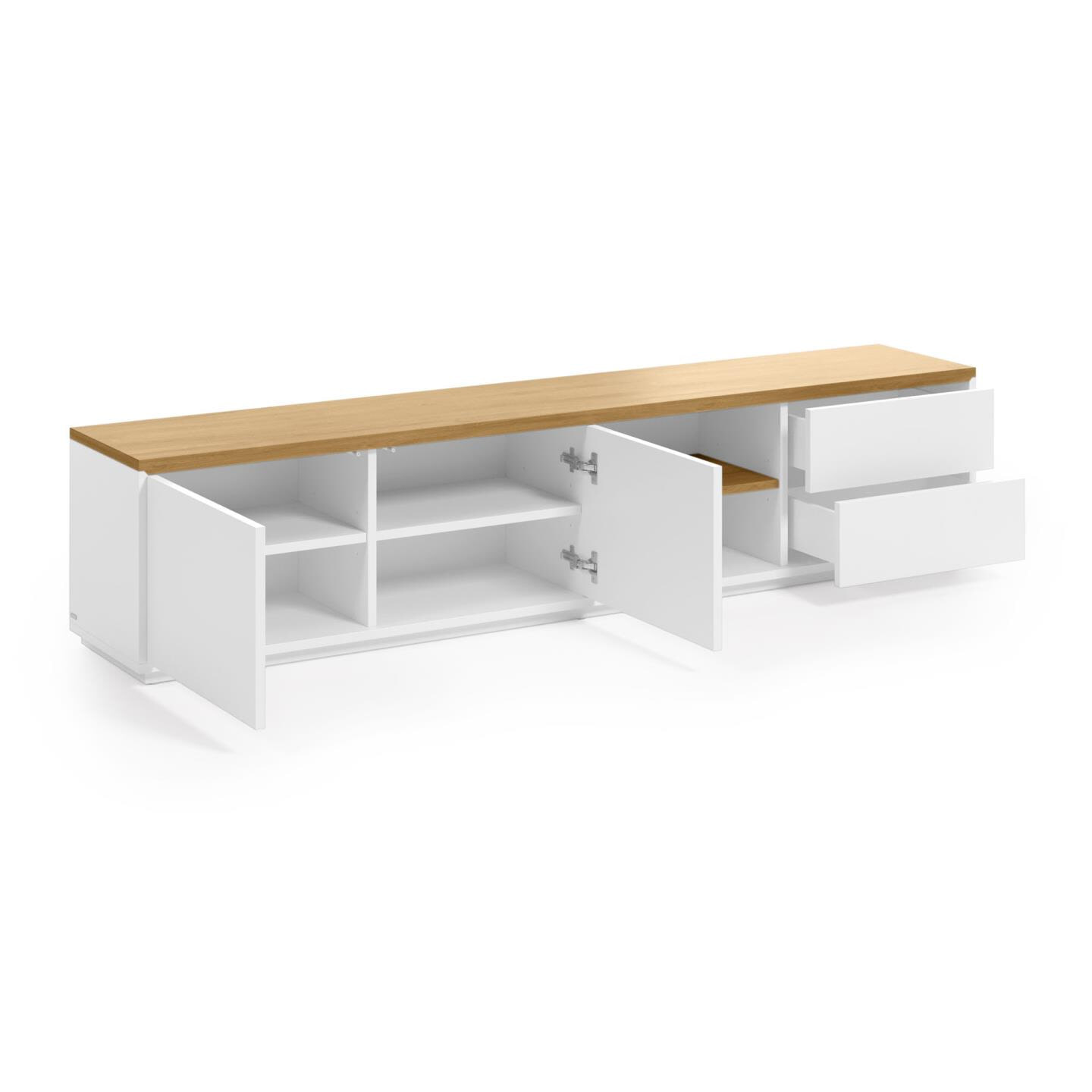 Kave Home TV-meubel 'Abilen' Eiken, 200 x 44cm, kleur Wit