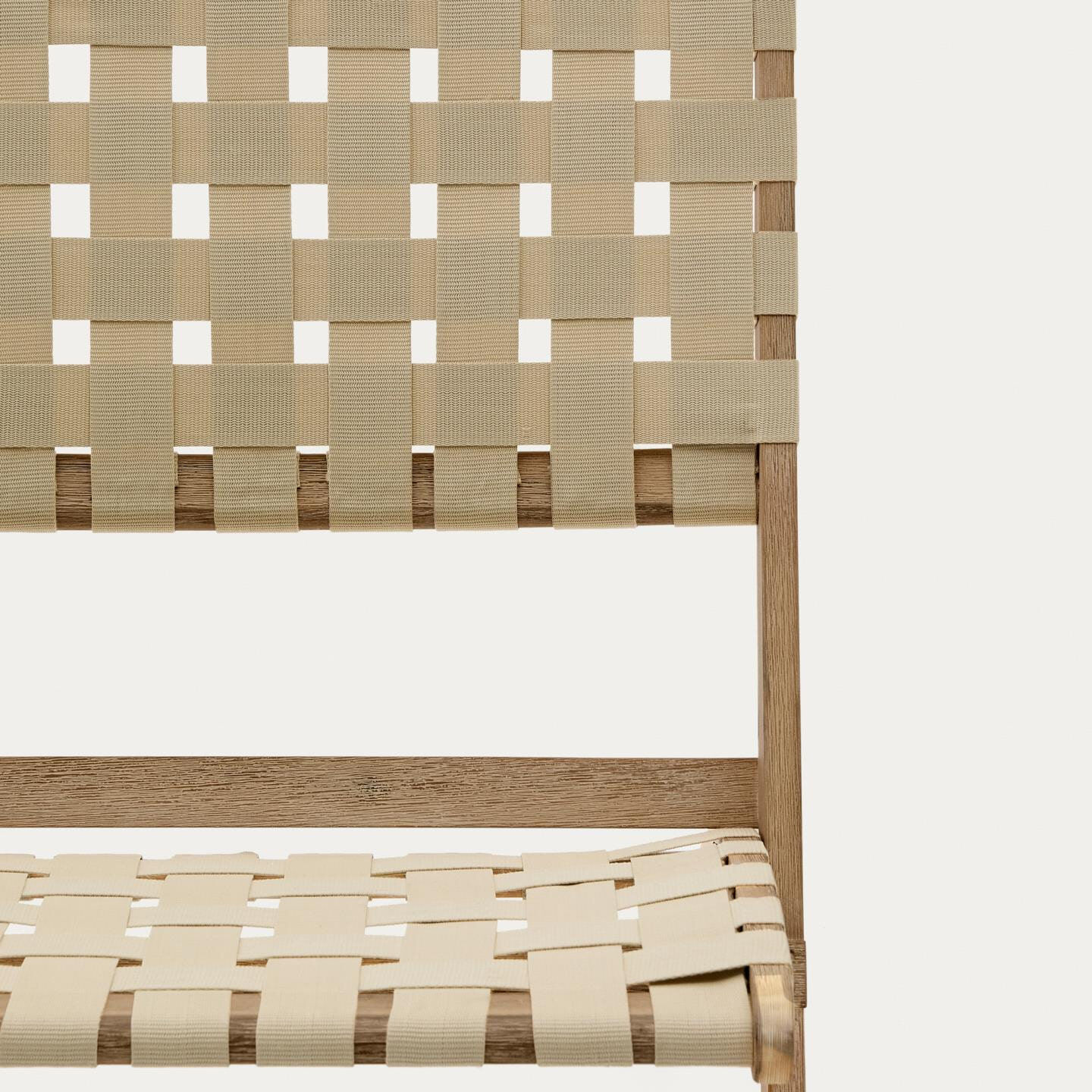 Kave Home Fauteuil 'Chabeli' Acaciahout, kleur Crème