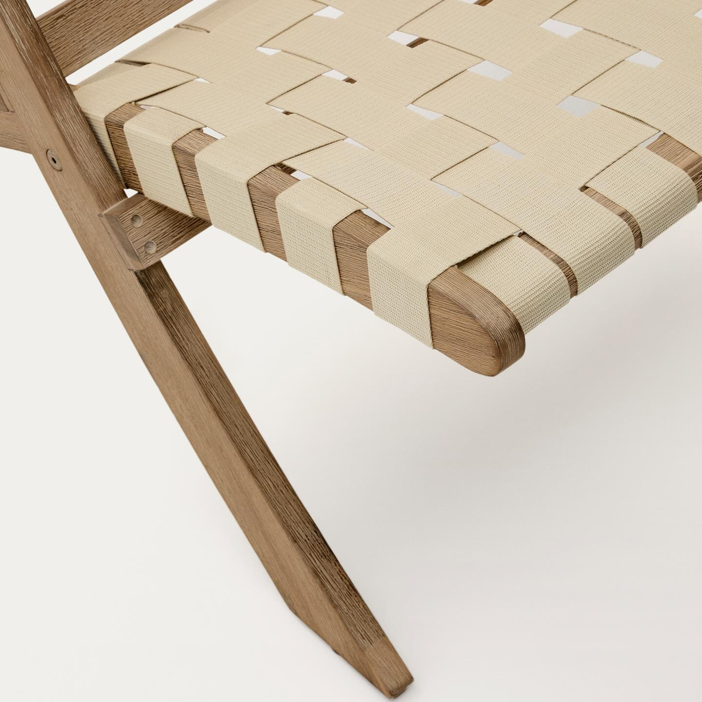 Kave Home Fauteuil 'Chabeli' Acaciahout, kleur Crème