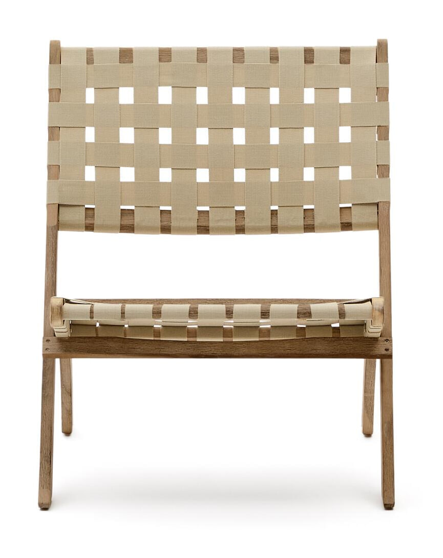 Kave Home Fauteuil 'Chabeli' Acaciahout, kleur Crème