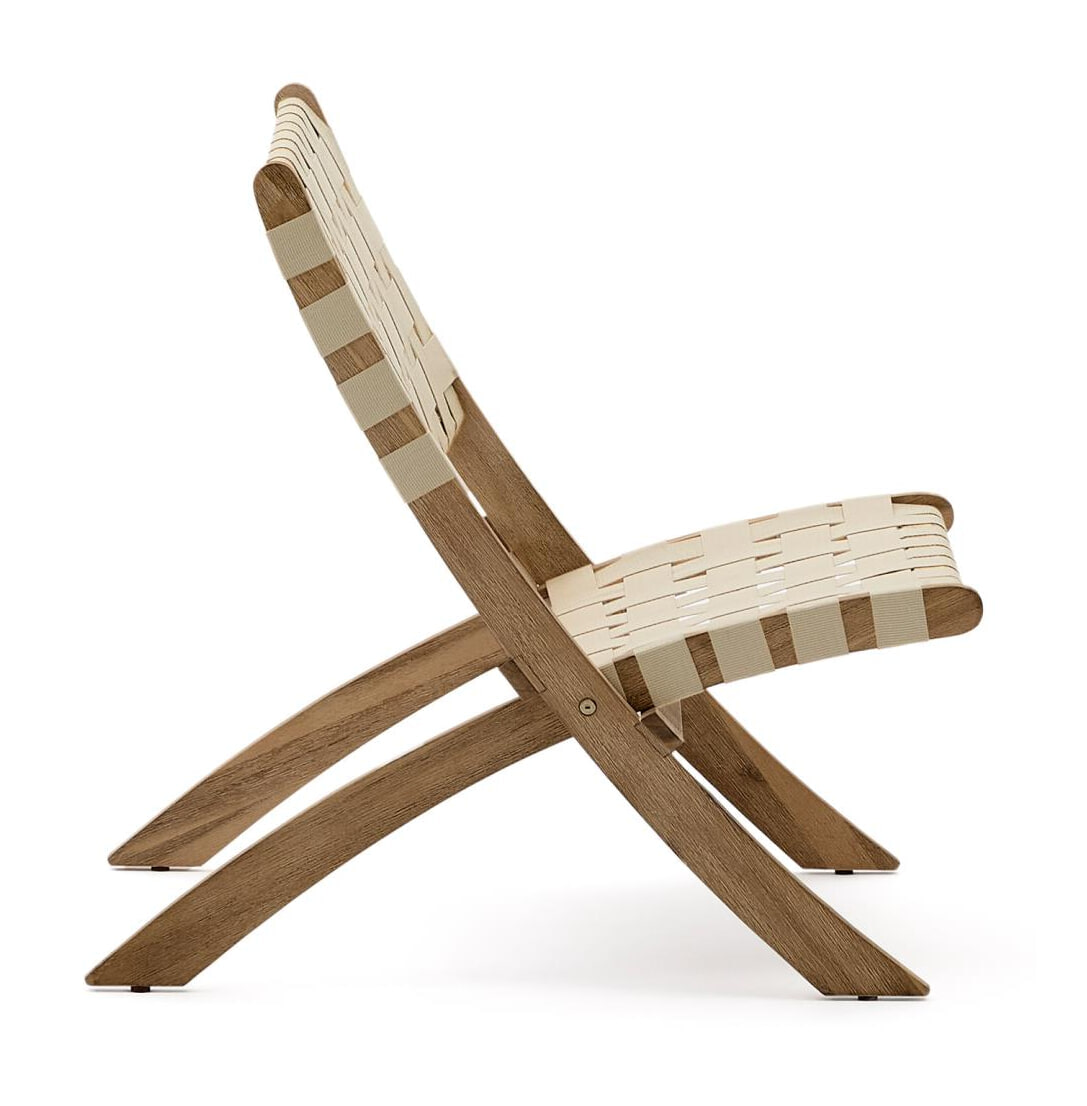 Kave Home Fauteuil 'Chabeli' Acaciahout, kleur Crème