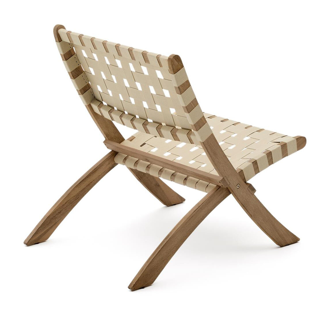 Kave Home Fauteuil 'Chabeli' Acaciahout, kleur Crème