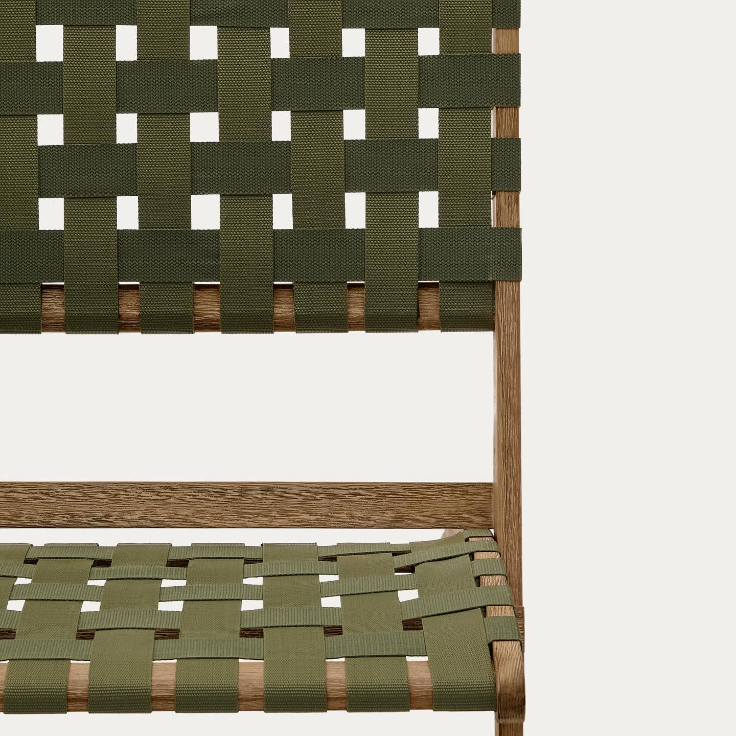 Kave Home Fauteuil 'Chabeli' Acaciahout, kleur Donkergroen